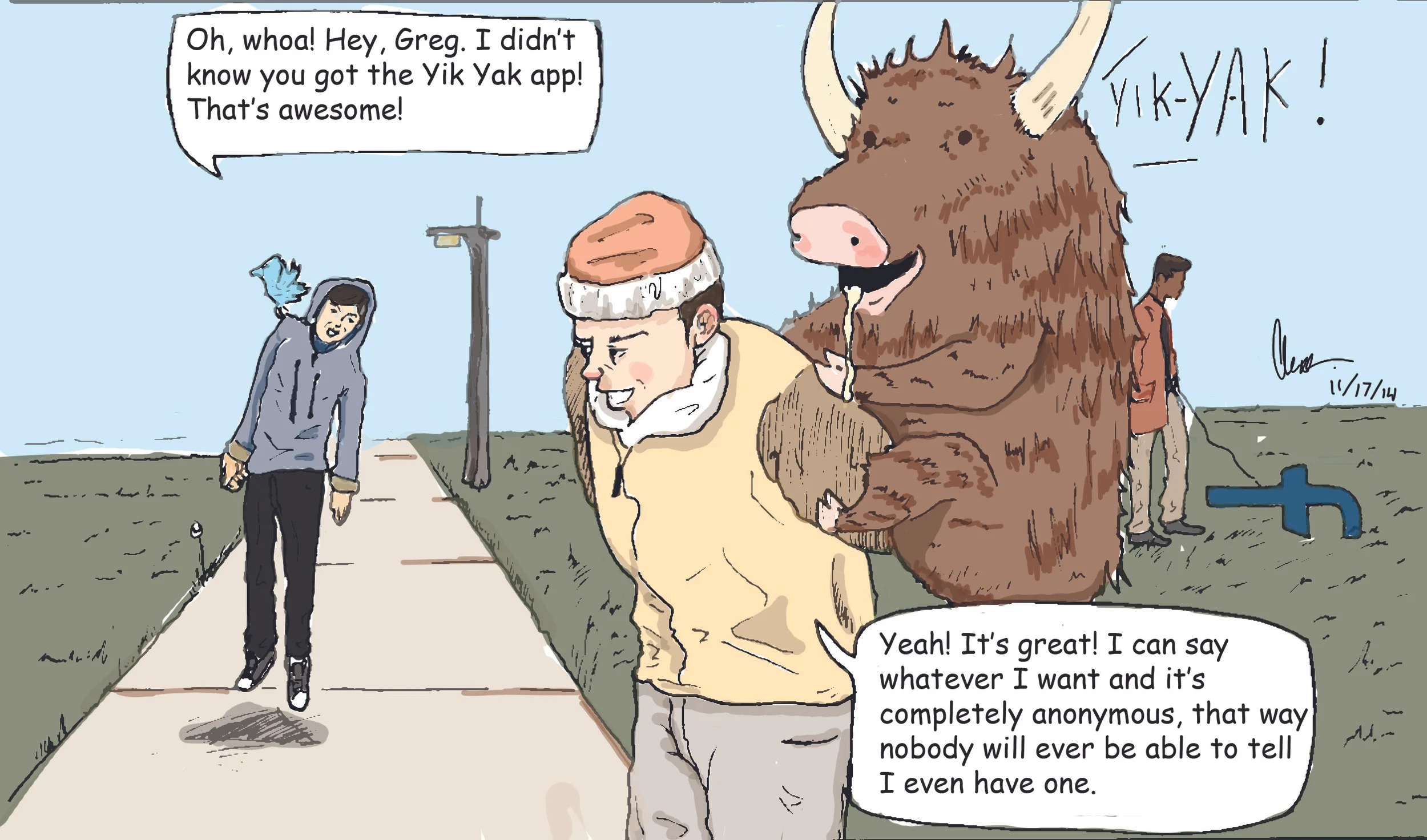 "Yik-Yak and Social Media" (Political Cartoon)
