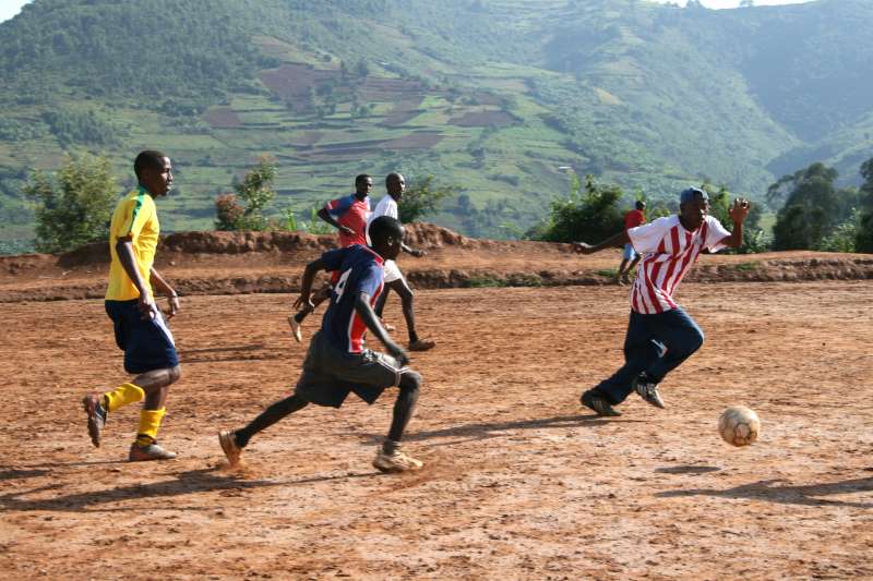 This was were the boys played soccer. Emile said it was very hard to play on and would hurt when you fell.