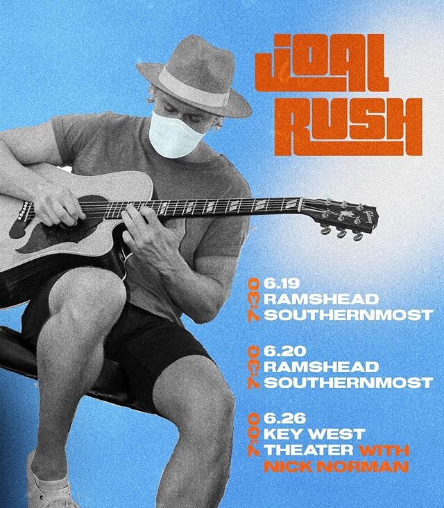 KEY WEST FAMILY!!! I&rsquo;m stoked to be back down for the next week, playing a limited number of shows. Tonight &amp; tomorrow night, I&rsquo;ll be playing @ramsheadsouthernmost 7:30-9:30. Next Friday 6/26, I&rsquo;m excited to be performing with m