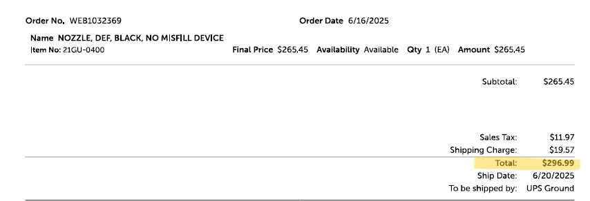 Receipt showing cost of replacement DEF nozzle.png