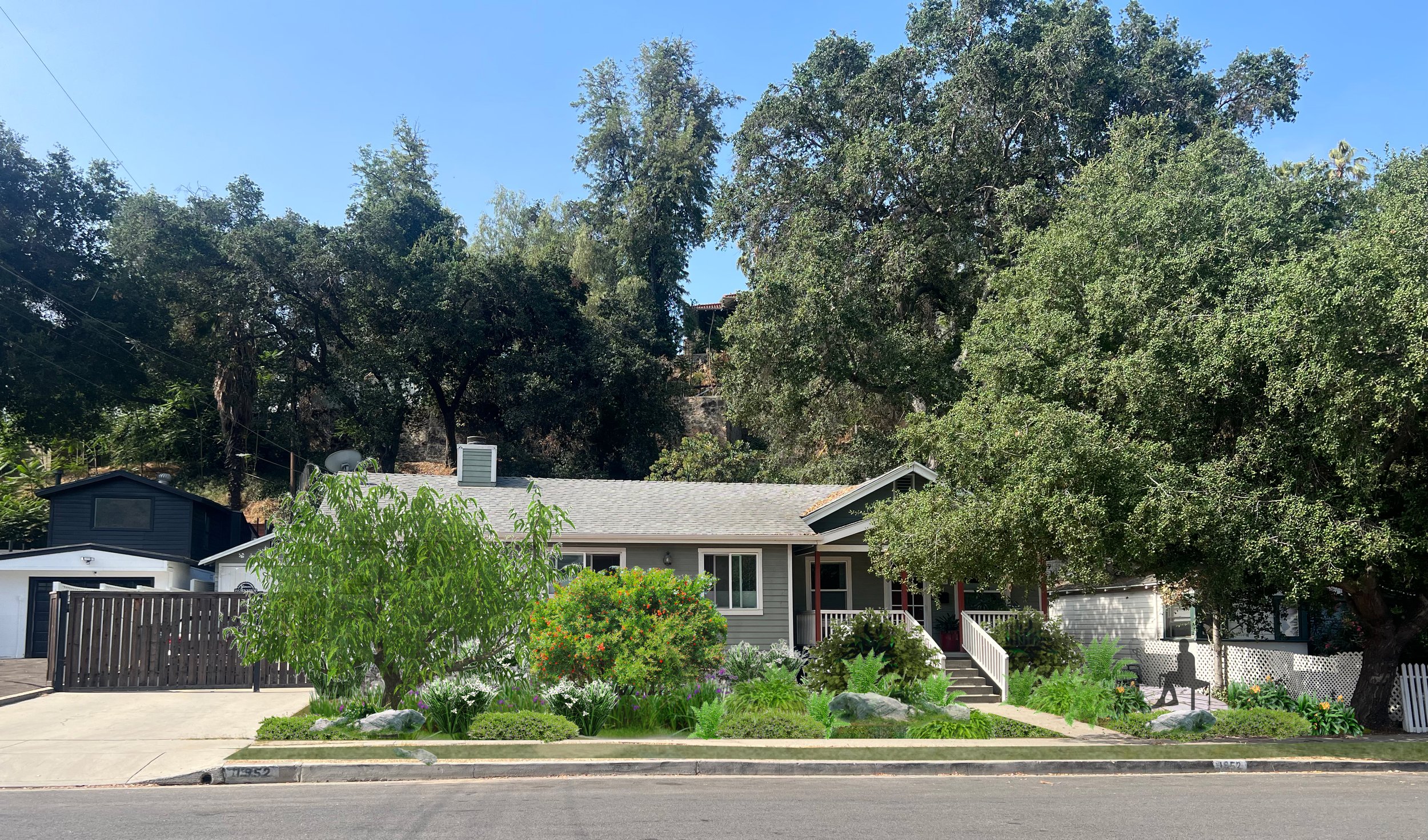 rendering for landscape irrigated by grey water from home