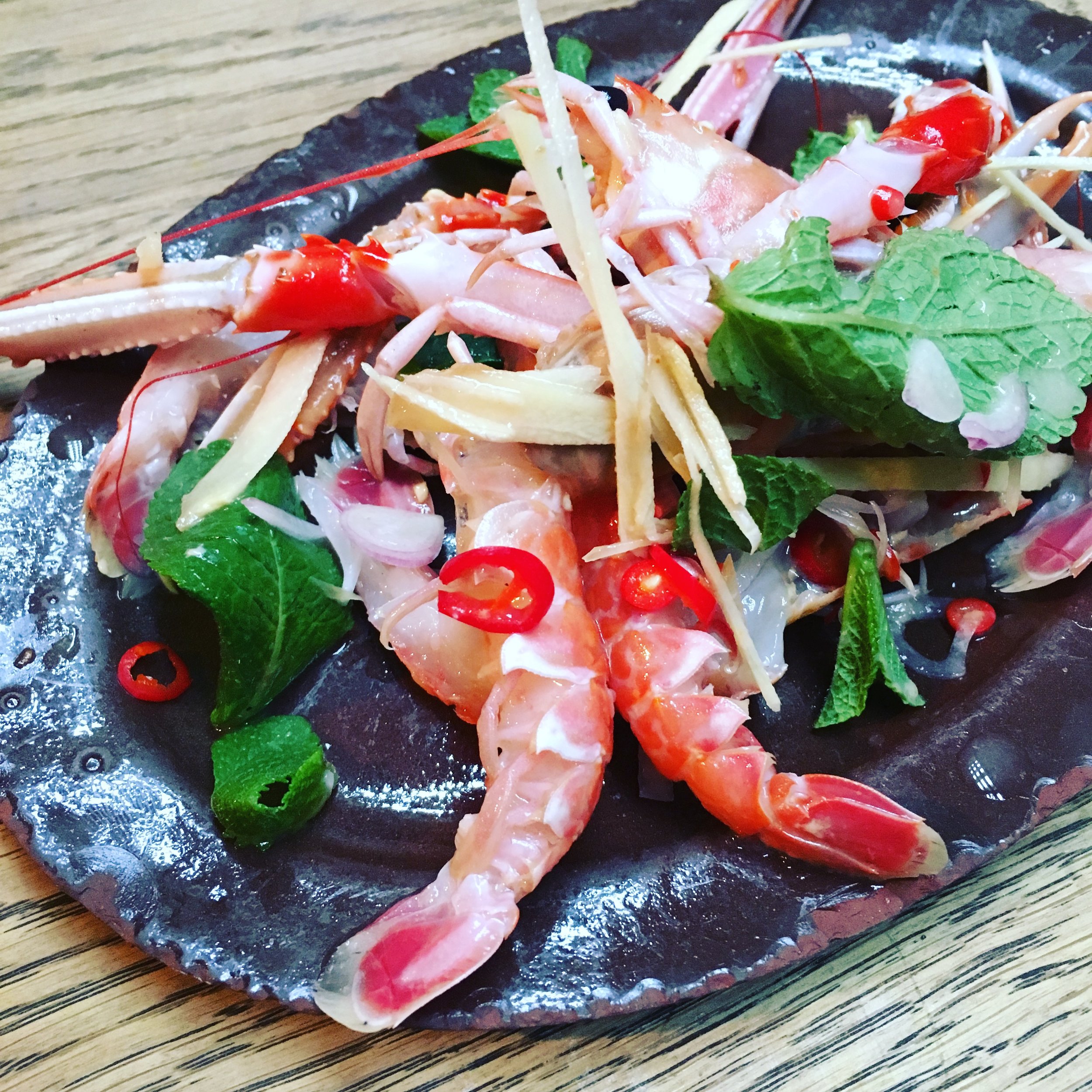 Langoustines with Kaffir Lime and Sweet Mint