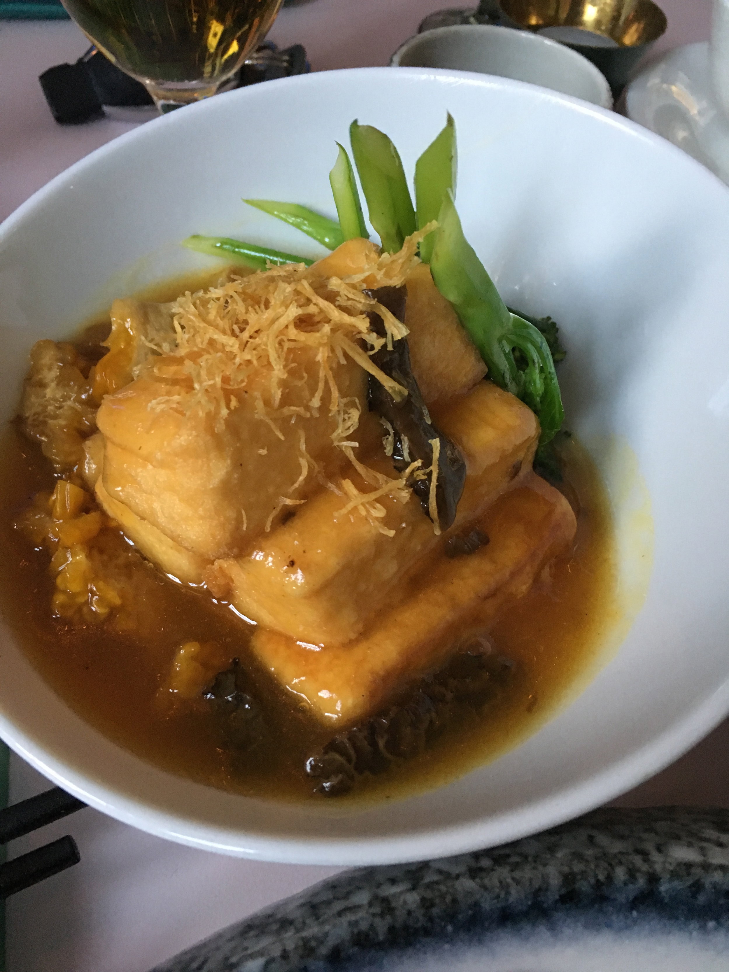 Braised Beancurd with morel mushrooms