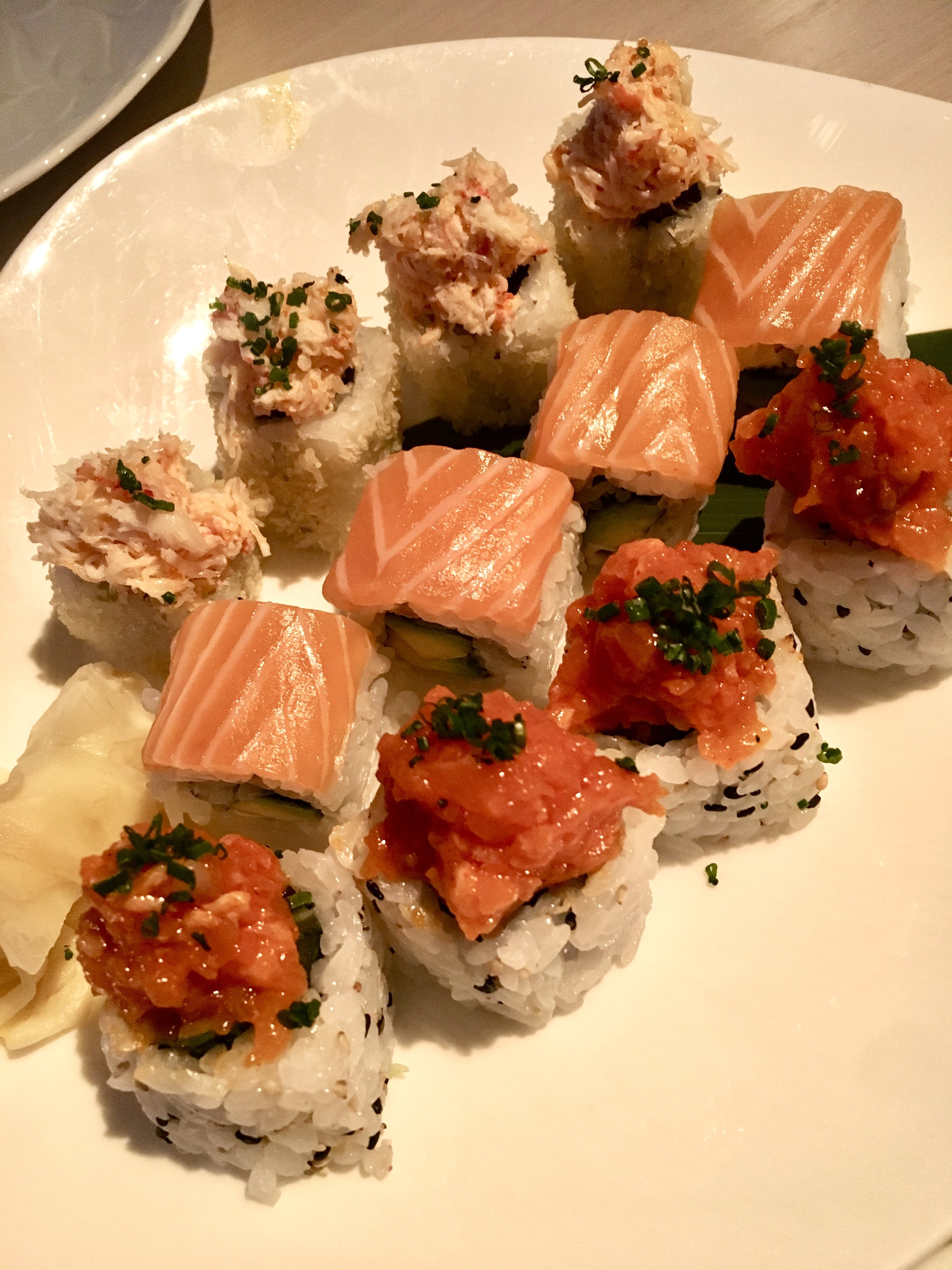 Selection of sushi rolls at Sake no Hana