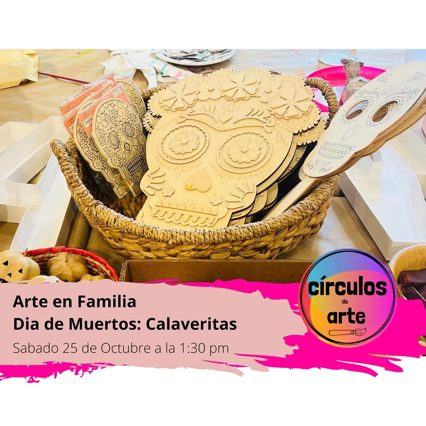 DIA DE MUERTOS- Calaveritas | DAY OF THE DEATH- Skulls

💀 Taller Familiar: Pintura de Calaveritas de Madera 🎨

Celebremos juntos el D&iacute;a de Muertos a trav&eacute;s del arte y la creatividad. En este taller especial de manualidades, pintaremos