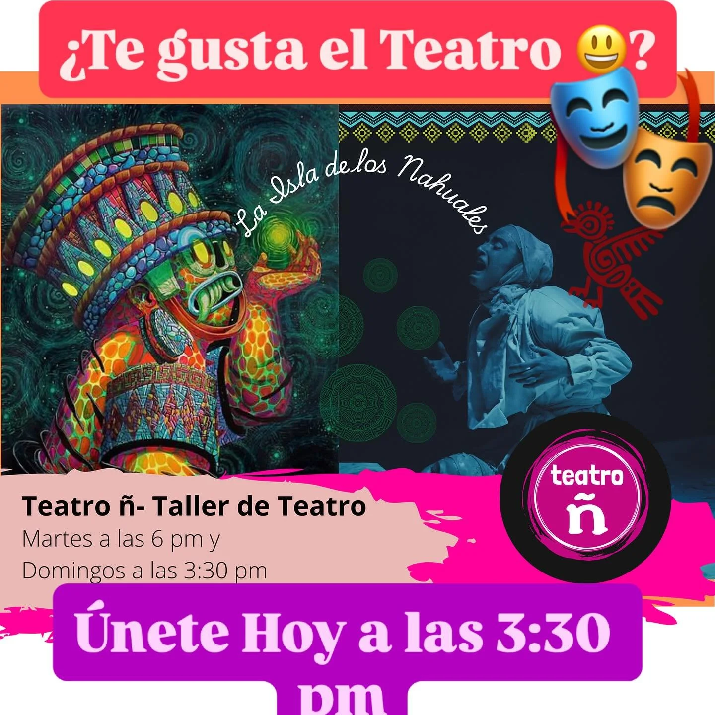 A&uacute;n estamos buscando actores y m&uacute;sicos para nuestro montaje teatral de La Isla de los Nahuales. Si est&aacute;n interesados en participar cont&aacute;ctenme para m&aacute;s informaci&oacute;n 🎭

#inventivaworks #teatro&ntilde; #teatroe