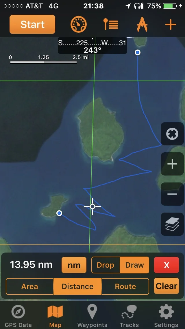 Approximate path (in nautical miles)