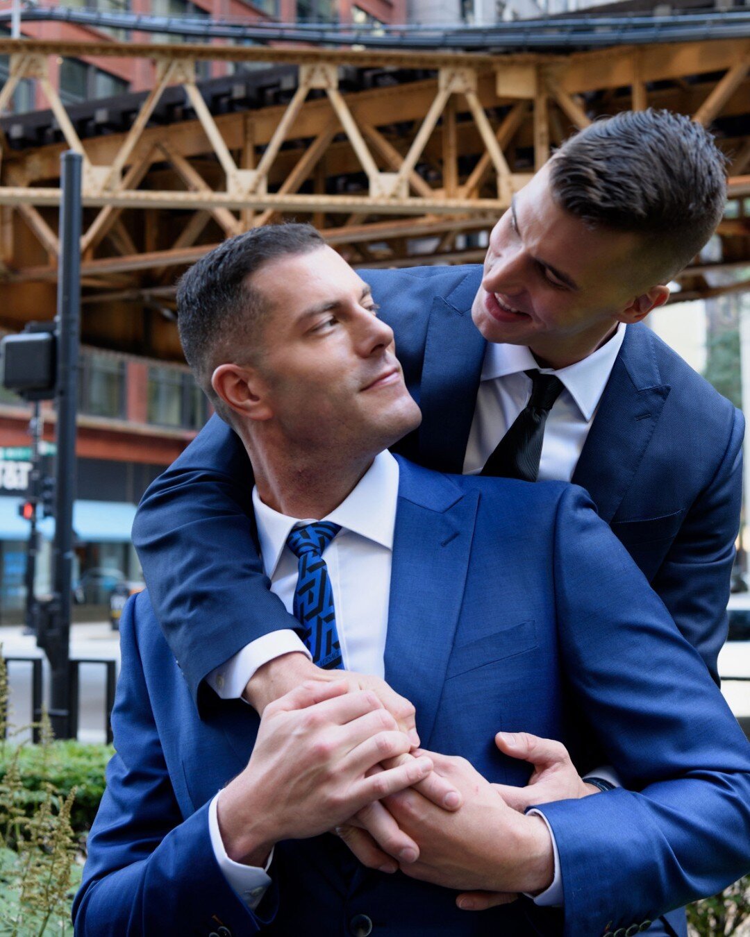 Kieran and Connor wearing complimentary blue two piece suits for their big day! 💍 
#bespoke #menswear #groom #mensfashion