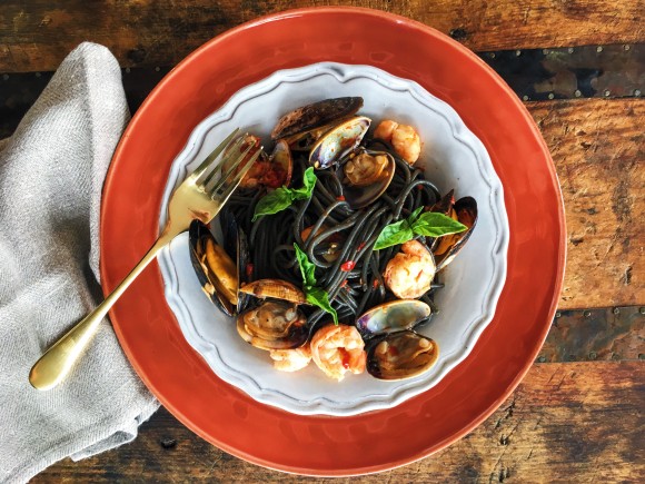 Squid Ink Pasta with Shellfish and Calabrian Chili and Lemon — The City ...
