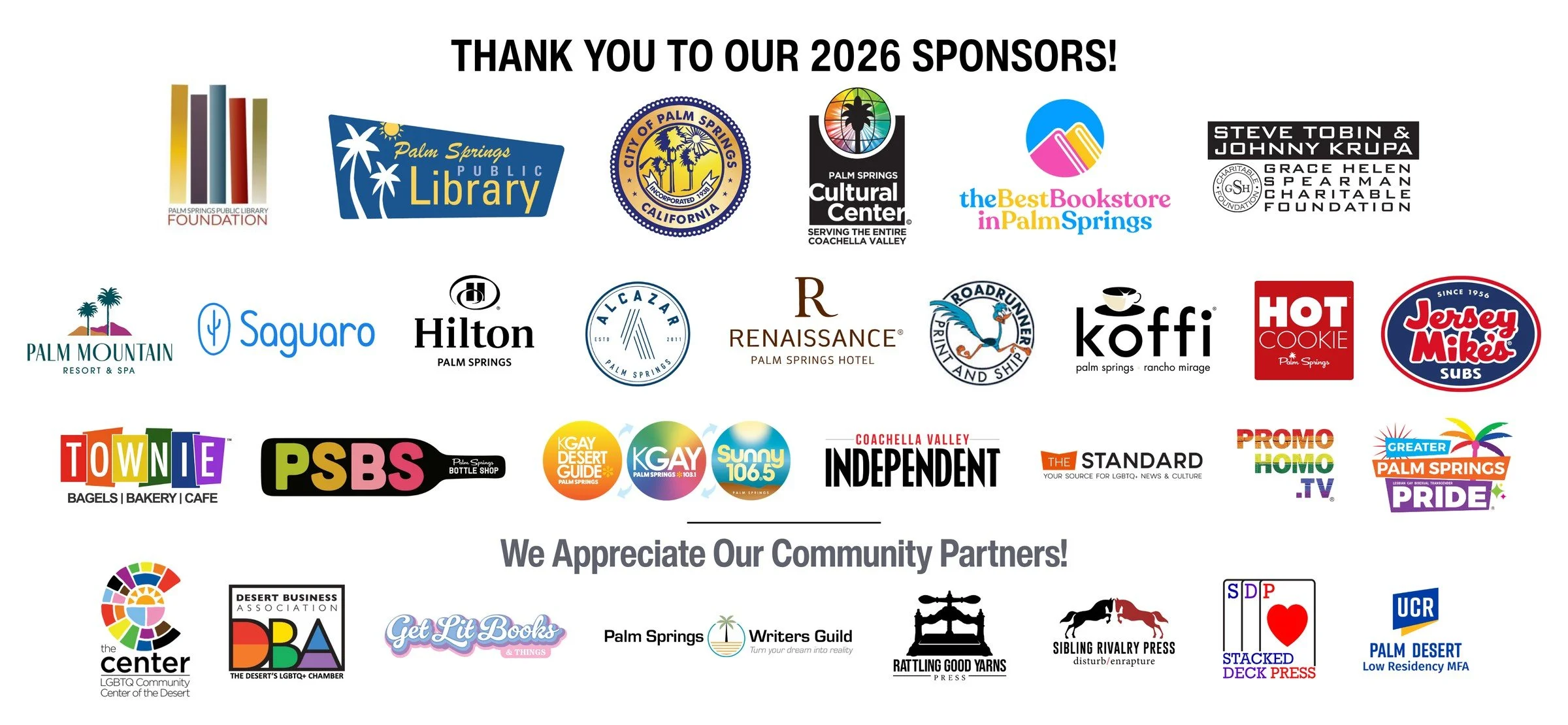 Pride on the Page 2026 sponsors and community partners