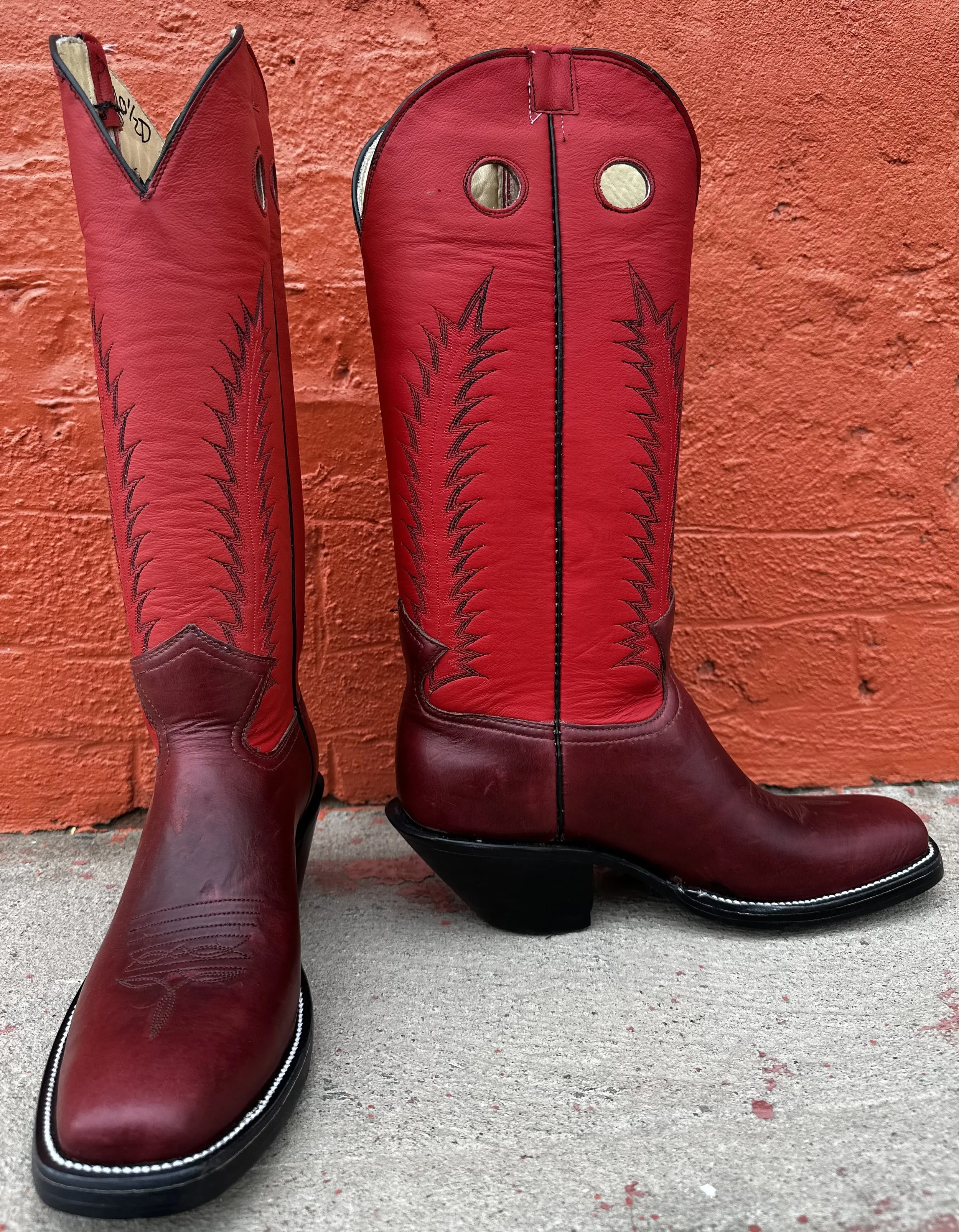 Jose Sanchez Boots, Men's Size 10.5D Burgundy Mulehide Buckaroo Working