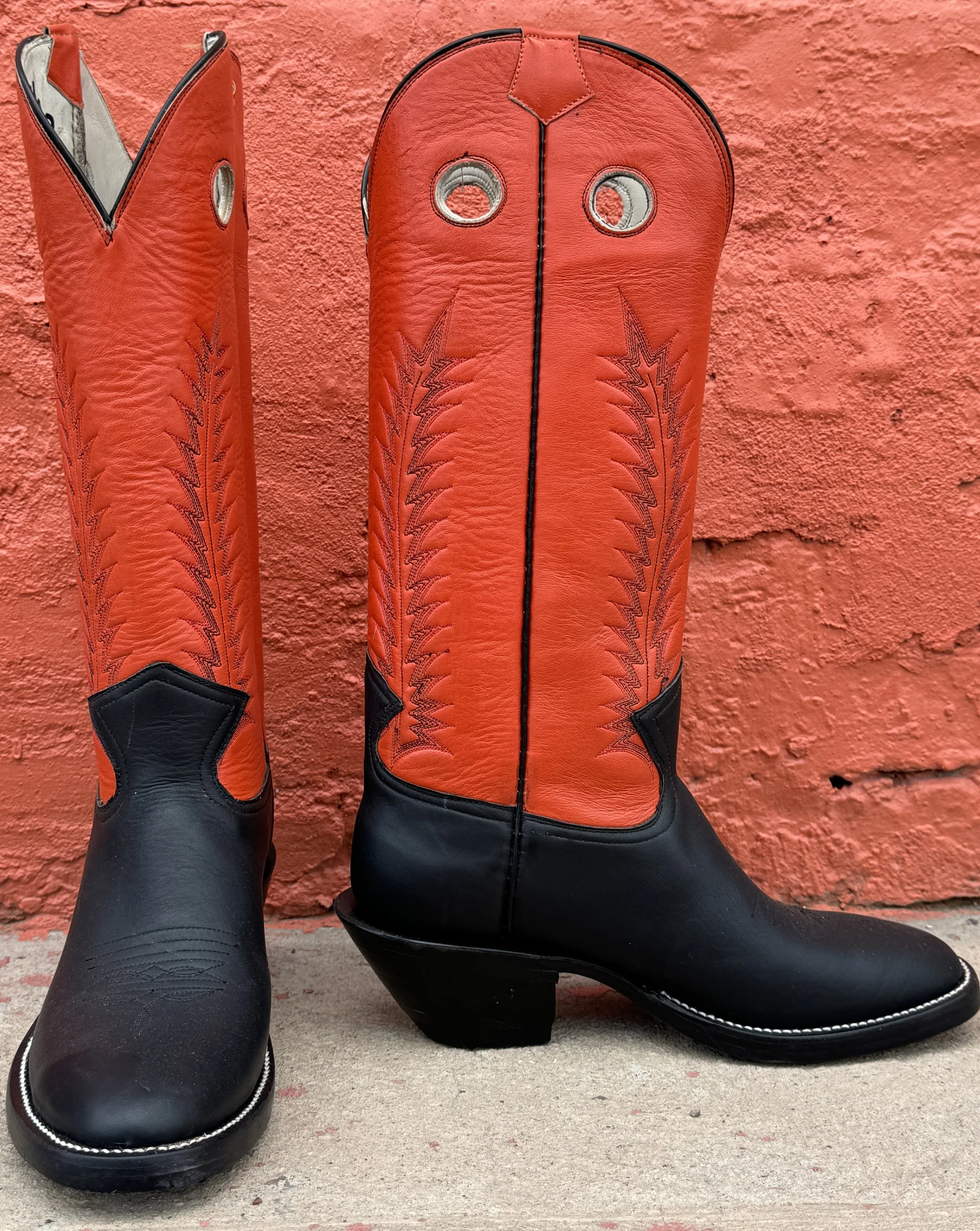 Jose Sanchez Boots, 10.5D Men's Buckaroo Black Mulehide Working Cowboy