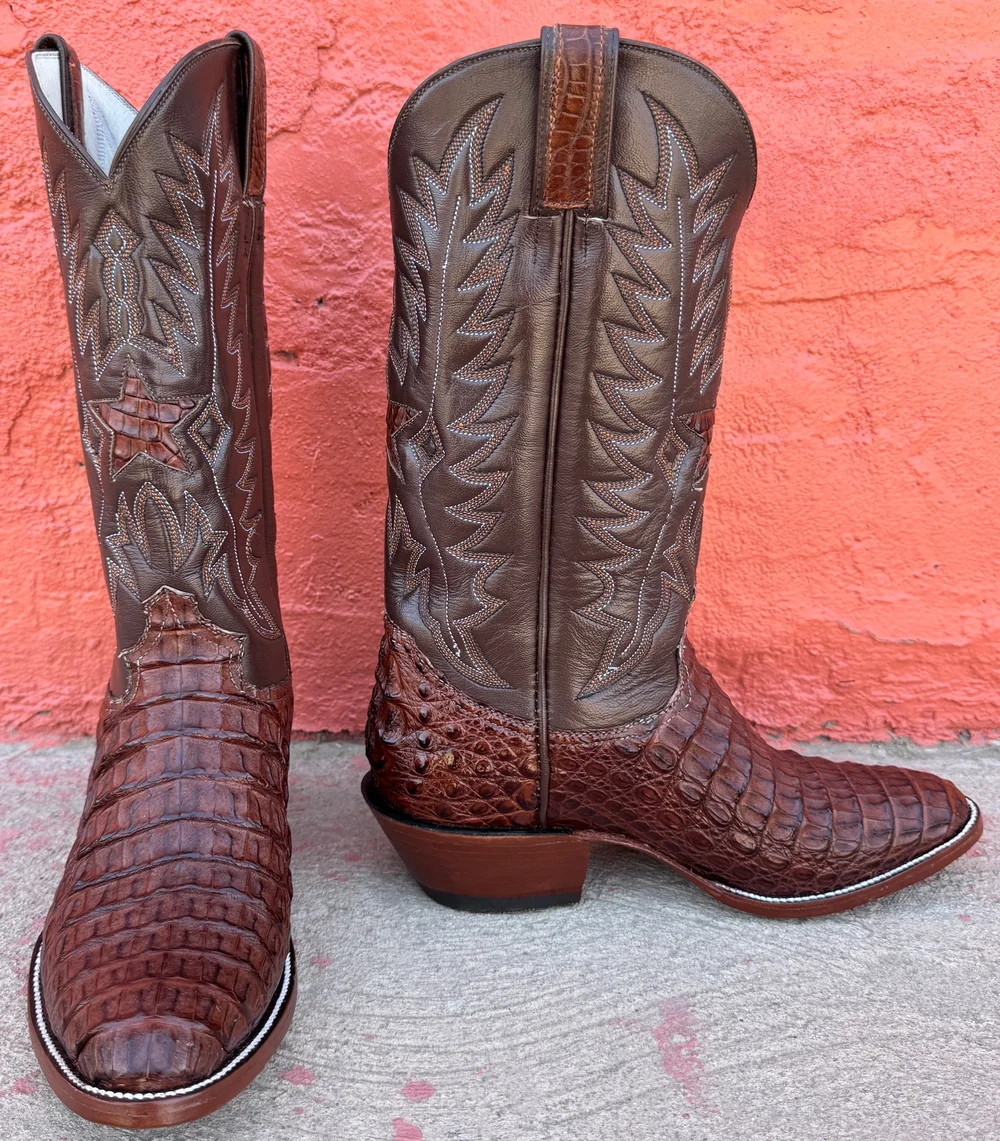 Jose Sanchez Boots, 9.5D Men's Genuine Brown Caiman Alligator Dress Cowboy  Boots  Jose Sanchez Boots