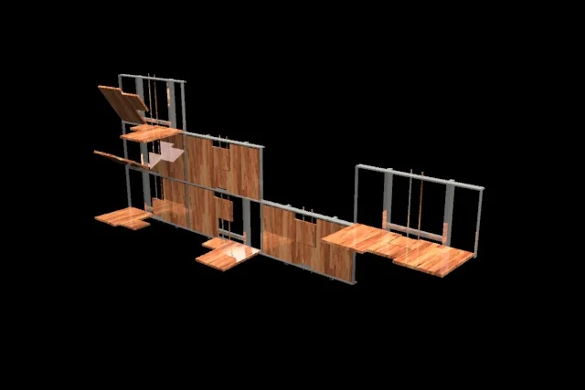  This is a multifaceted and integrated shelving system. A prototype has been built and design development is underway. 