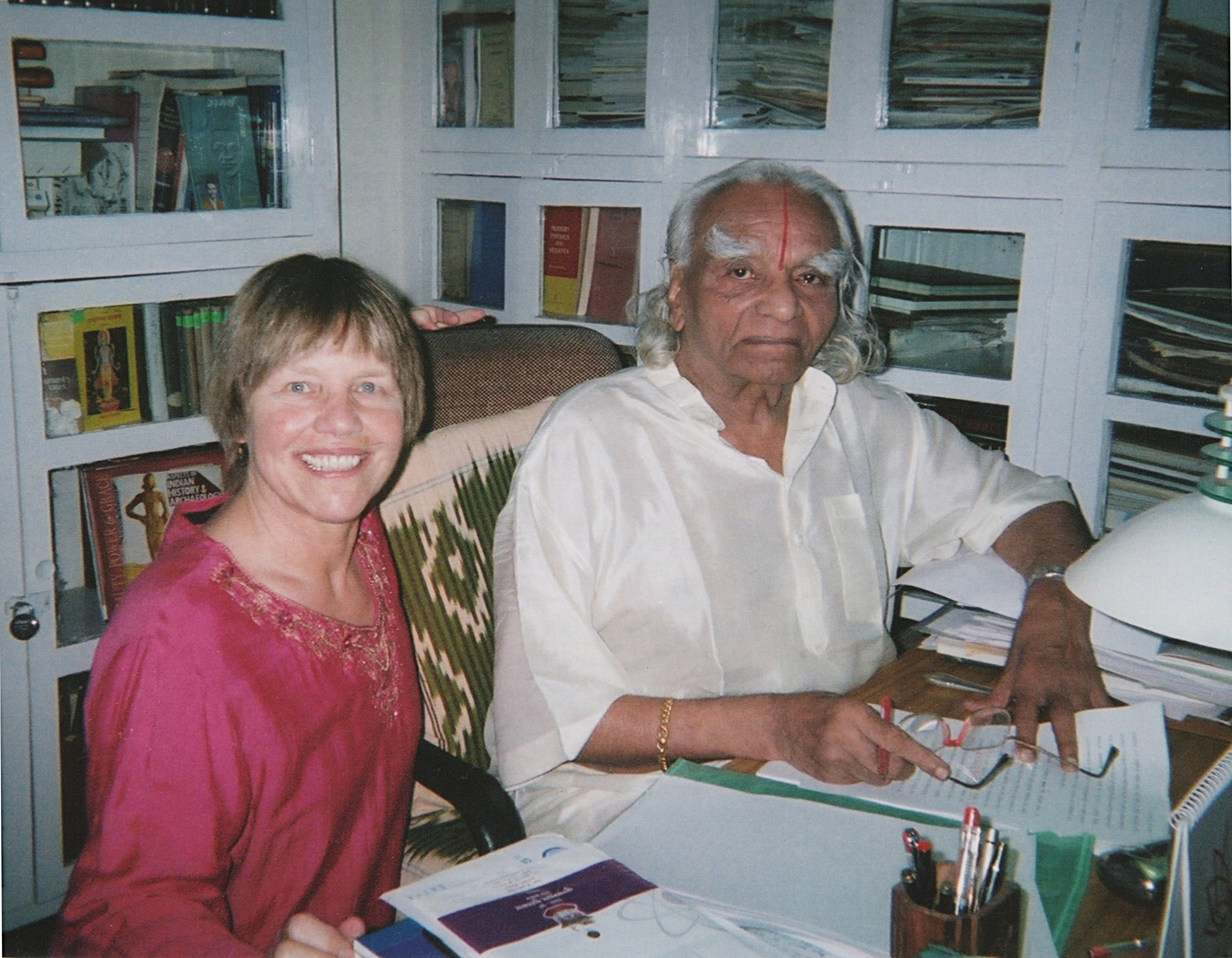 Sarah and B.K.S.Iyengar in his office at the Institute in Pune, India