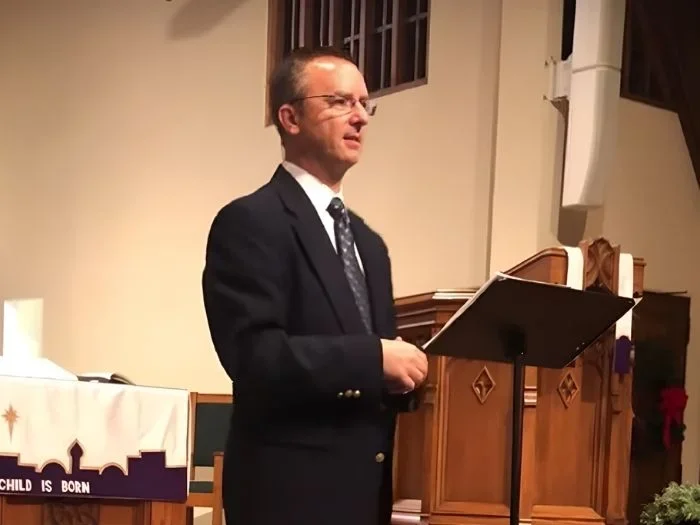 Chuck Taft preaching at the First Baptist Church Weaverville in WNC