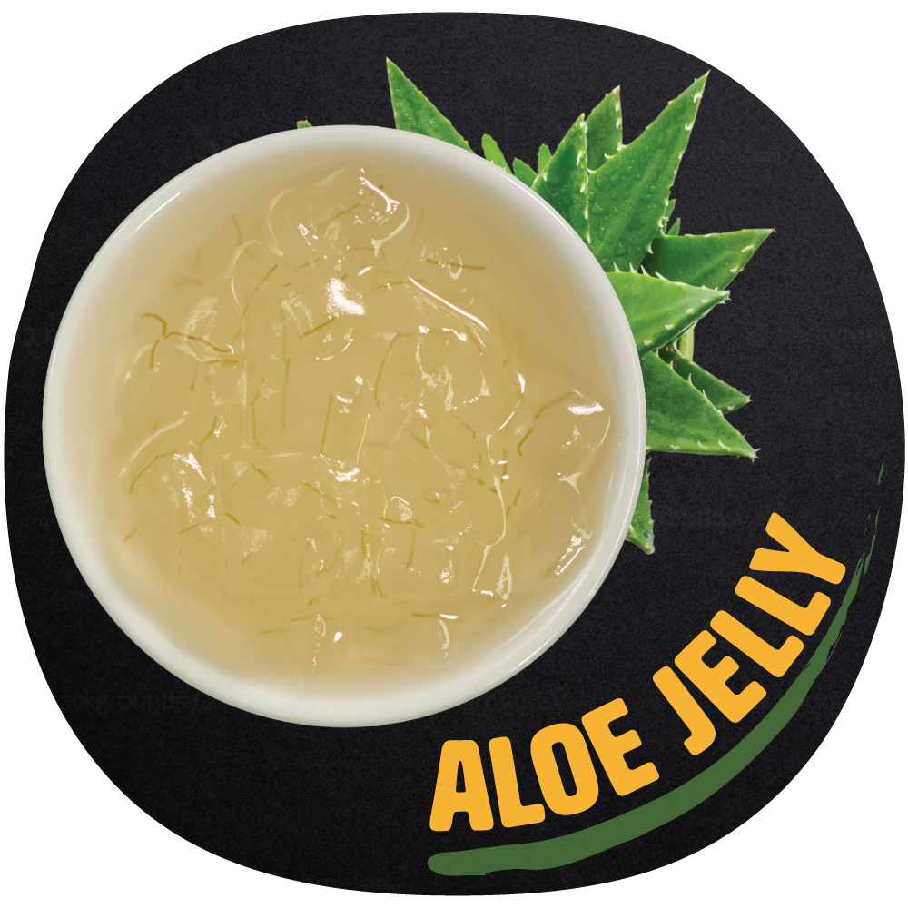 Aloe Jelly An assorted aloe flavored jelly cubes that can be added to any drink to boost the flavor of your tea to next level. Aloe Jelly contains rich natural nutrients and fiber which is beneficial for you internal body.