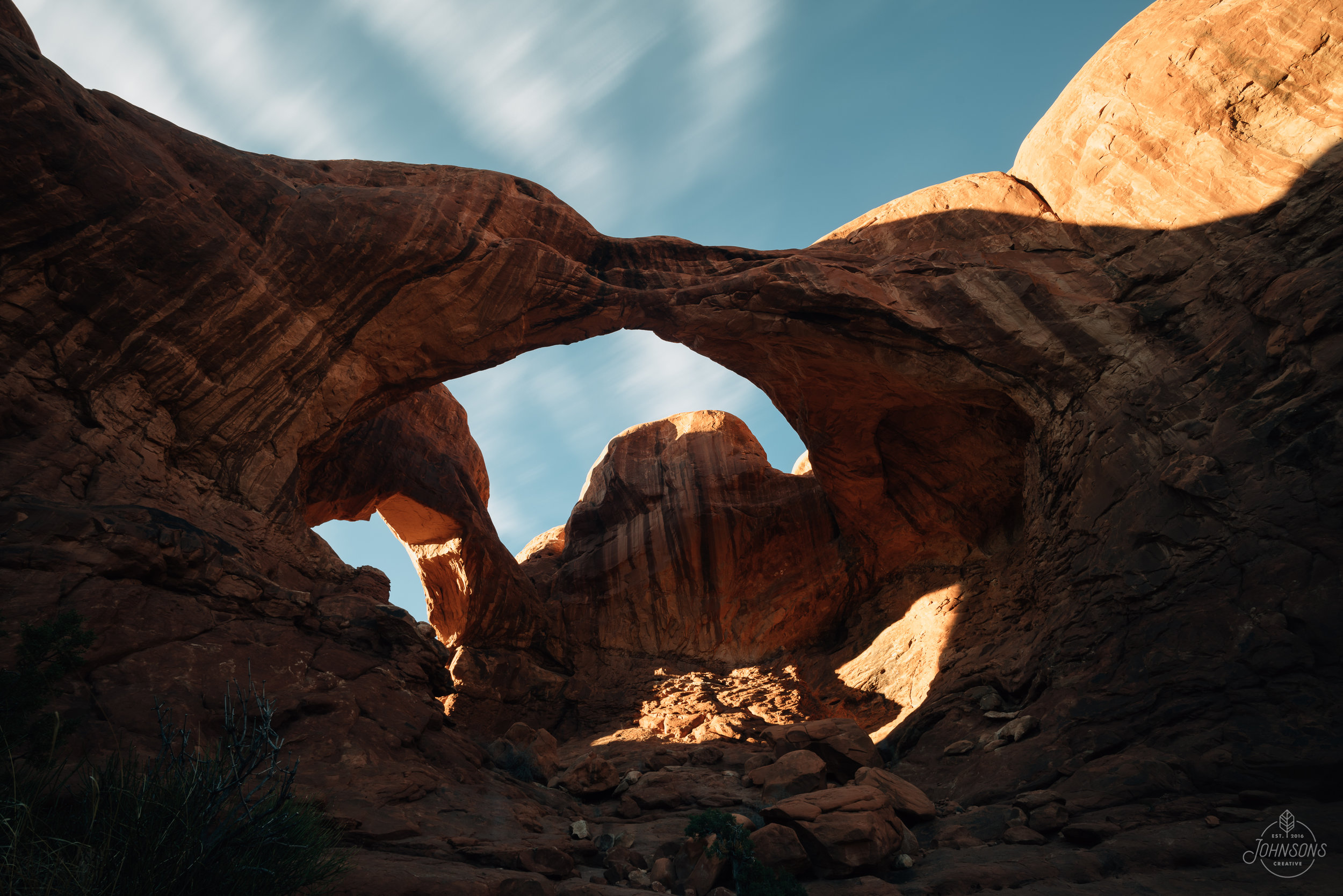  Sony a7rii |&nbsp;15mm 4.5 |&nbsp;f10 | .5 sec |&nbsp;ISO 50 | Smooth Reflection Sony App     Double Arch. One of the well known arches (pretty much all that we saw were), only a 5 minute walk from the parking lot. It would be a cool location for as