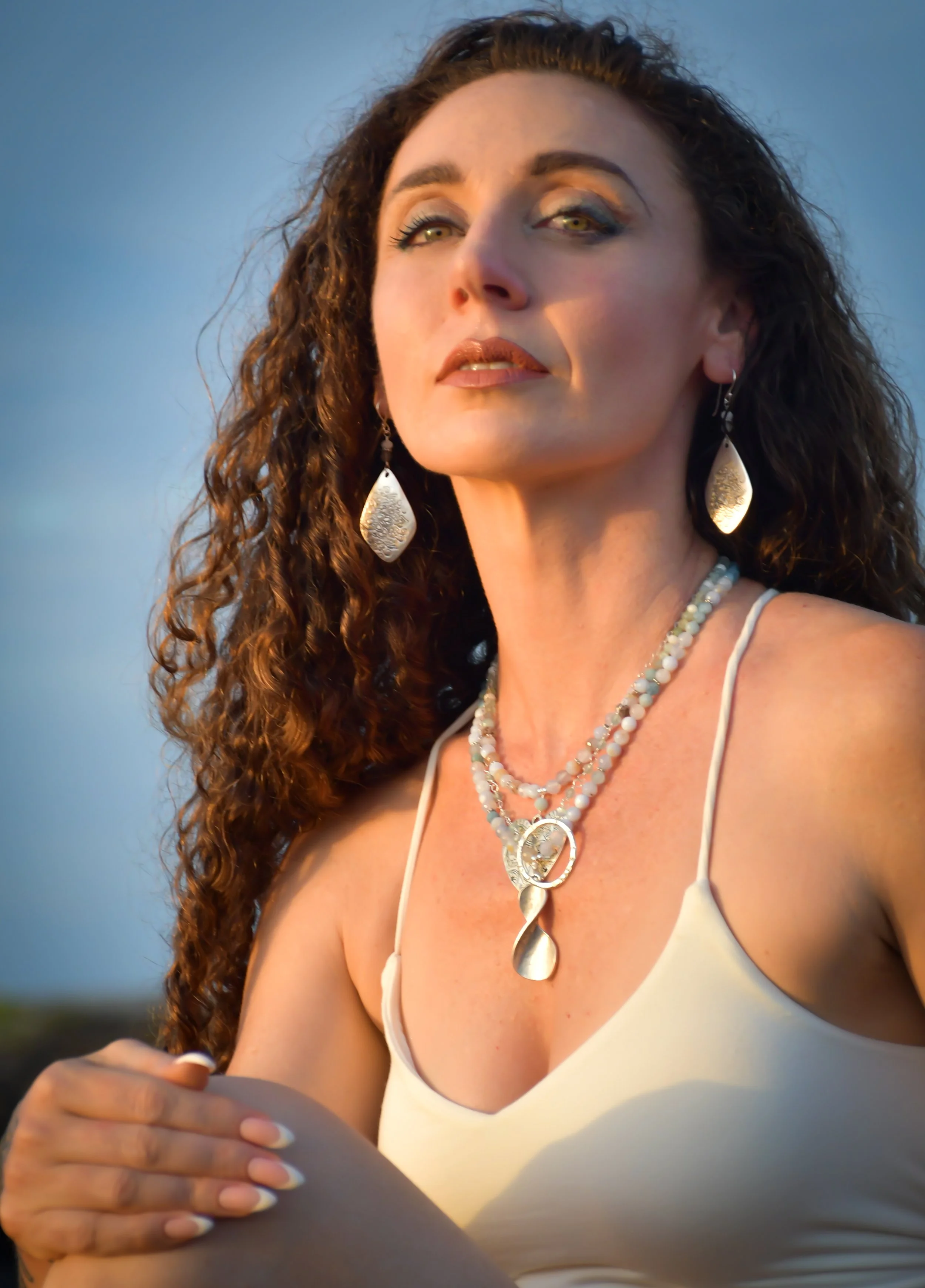 Moonstone and Labradorite Floral Drop Earrings