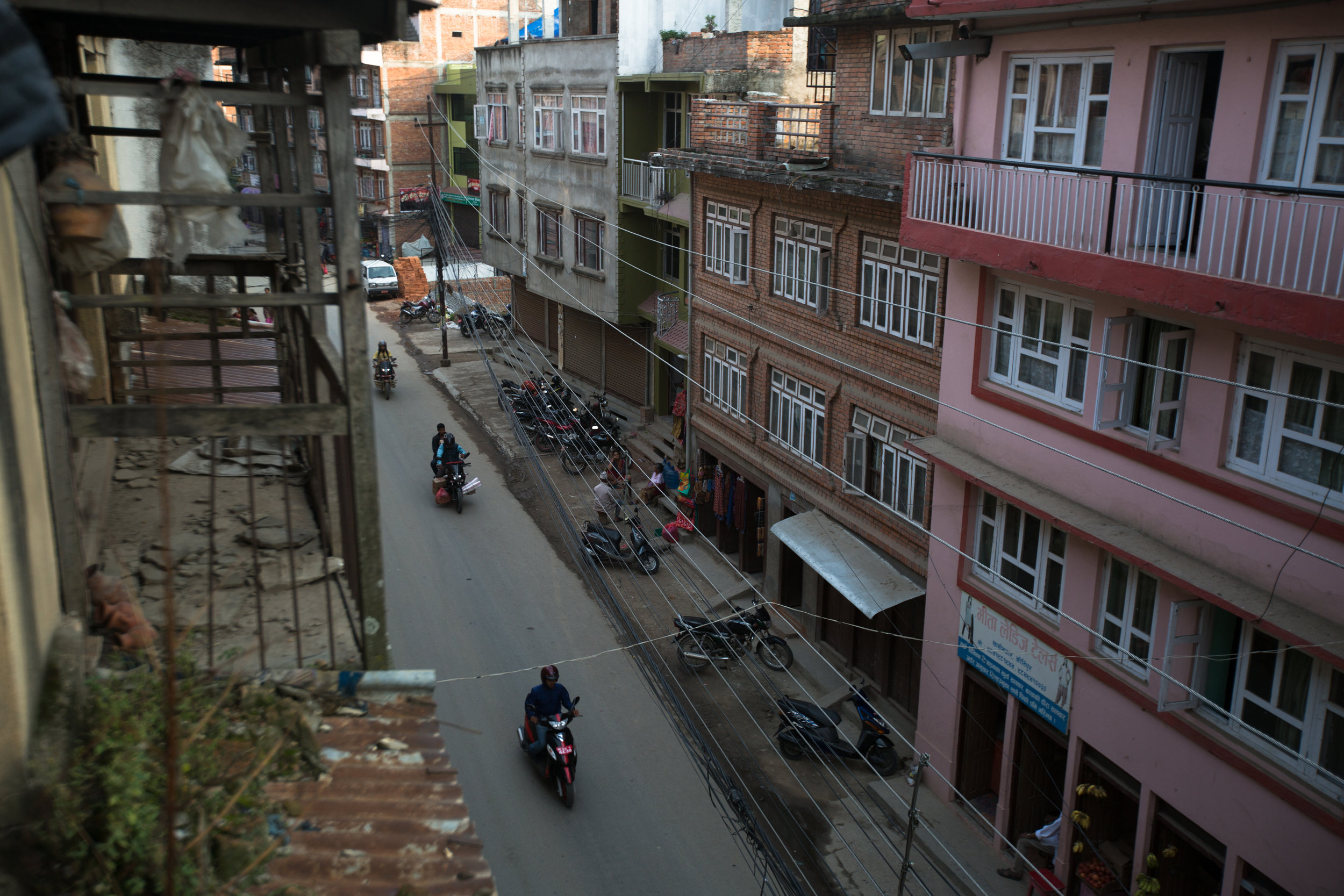 The street outside Tirtha’s home in Kirtipur, Nepal