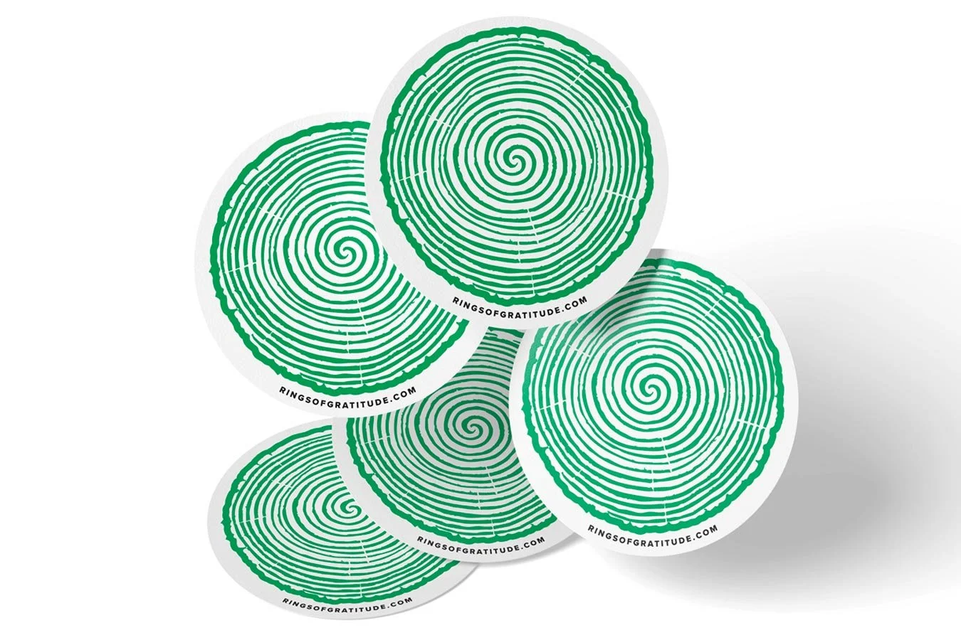 gratitude sticker, grateful stickers, mental health stickers, positive stickers, tree rings stickers, spiral stickers