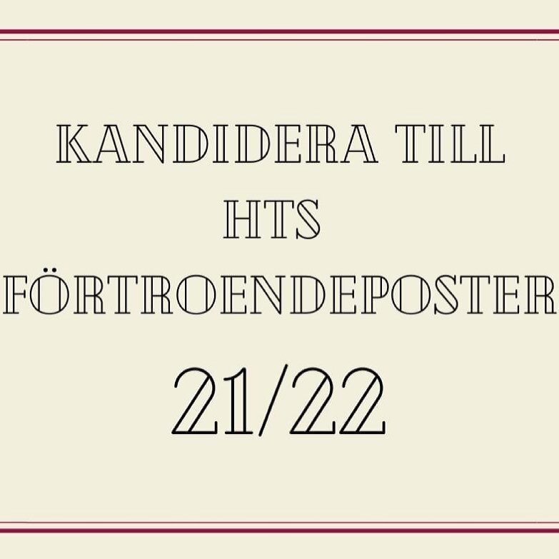 Kandidera till Humanistiska och teologiska studentk&aring;rens f&ouml;rtroendeposter f&ouml;r verksamhets&aring;ret 21/22! Information om vilka poster det g&auml;ller och hur du g&aring;r till v&auml;ga hittar du h&auml;r: http://htslund.se/sv/aktuel