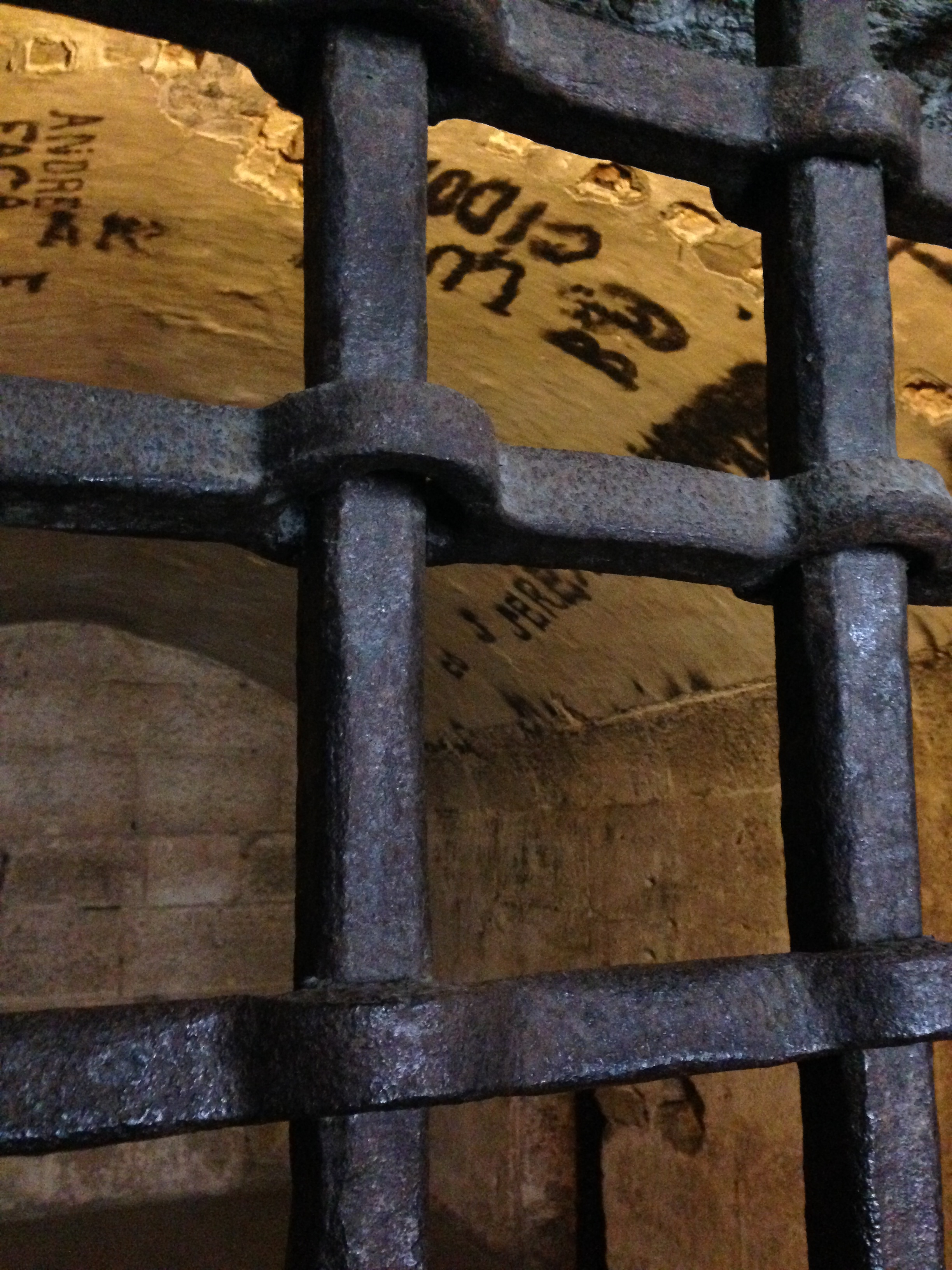 Inside a prison cell.