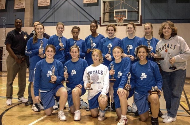 The Barrie Royals, the first traveling basketball team I played for. My father (on the far left), Coach Keith Masey (beside my father), me (looking shy, back row fifth from right), my friend Nicole Murphy (back row, third from right) and Coach Monique Kovacs (far right). Photo Courtesy of Barry Murphy.