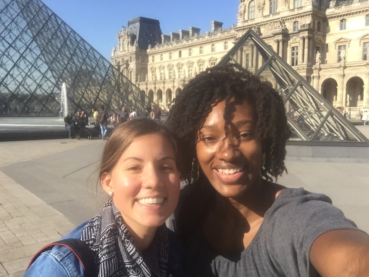 Outside the louvre with my friend from back home, Kayla!
