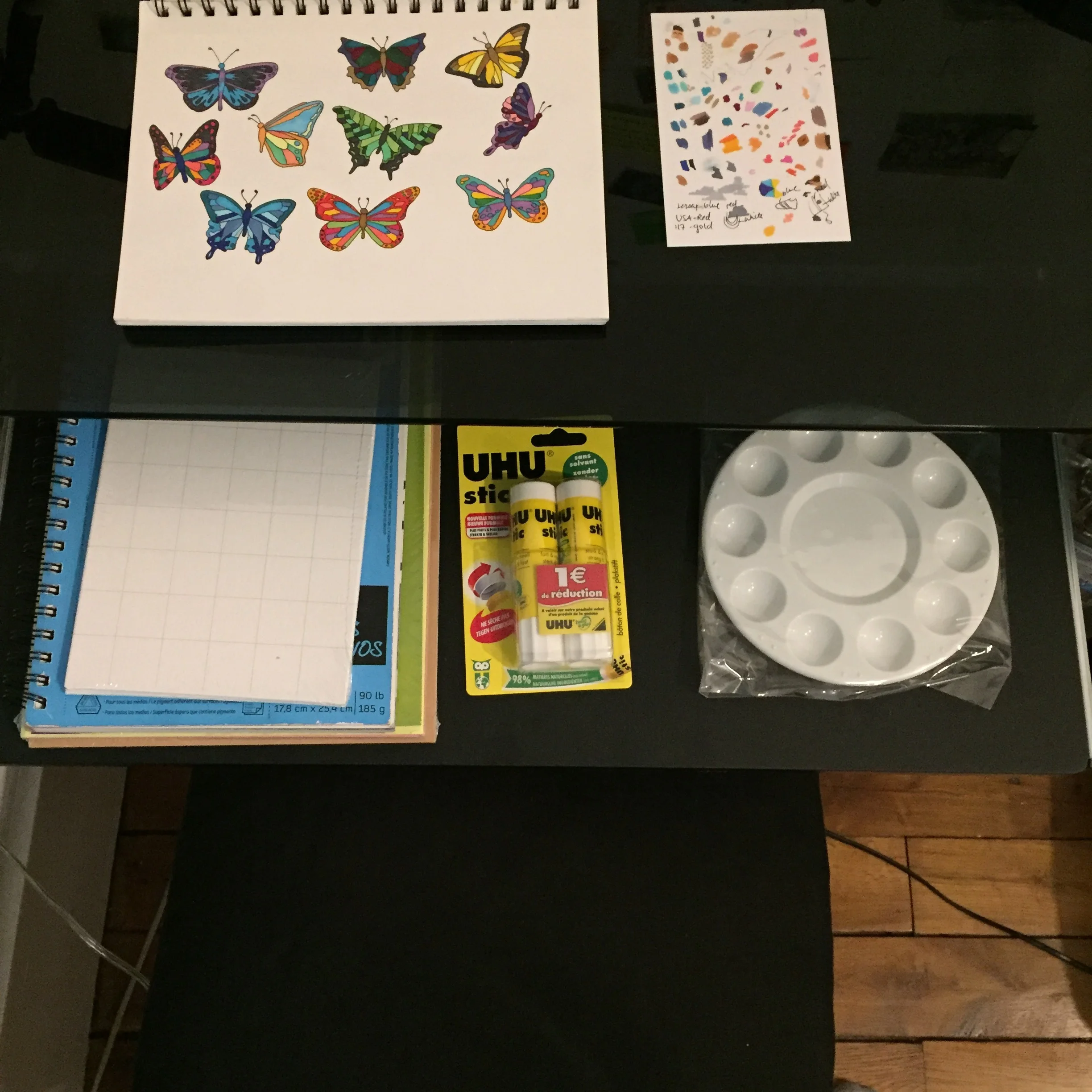 Desks are great for storing supplies, while still keeping them readily within reach.