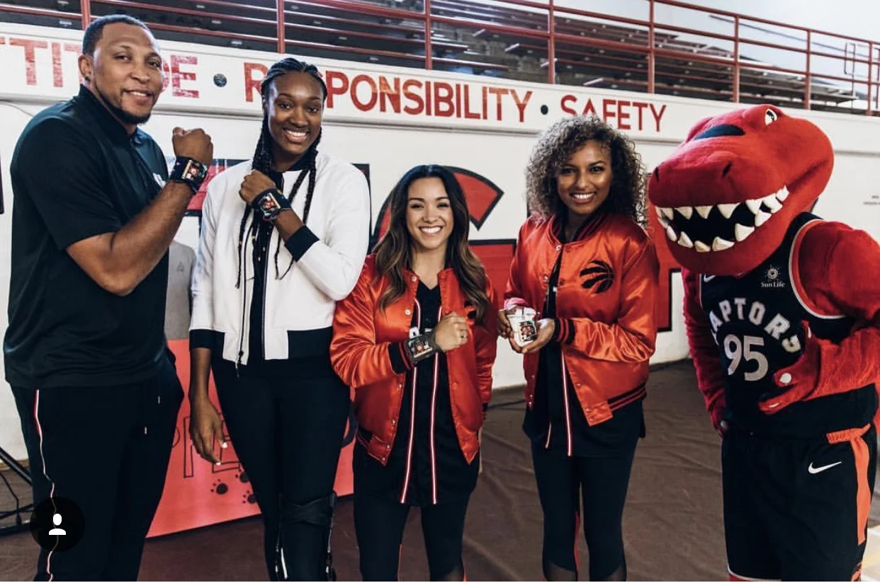 Shawn Marion, Myself, Tamera, Mariah and Raptor. Photo courtesy of NBA Canada.