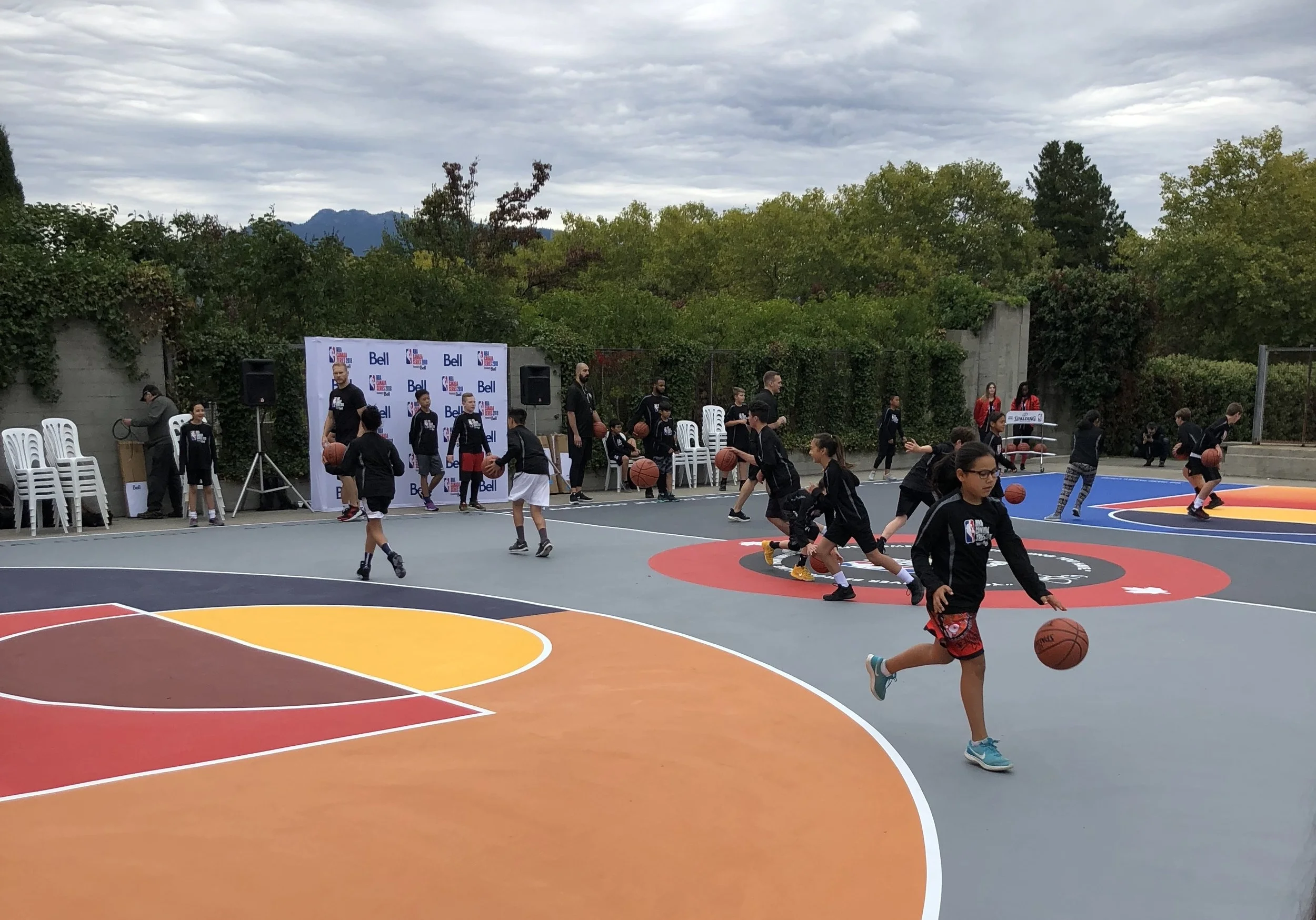 Skills clinic. Working on ball handling with a partner.