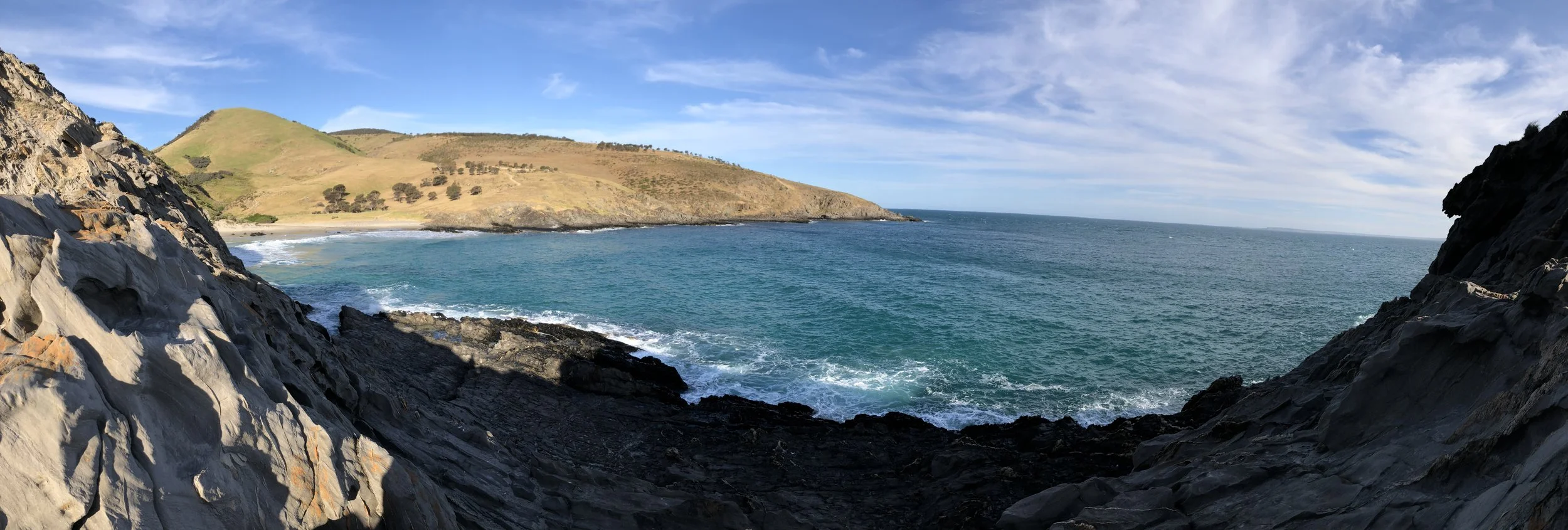 View from the rock mountain on the secluded beach (I was too chicken to climb to the top).