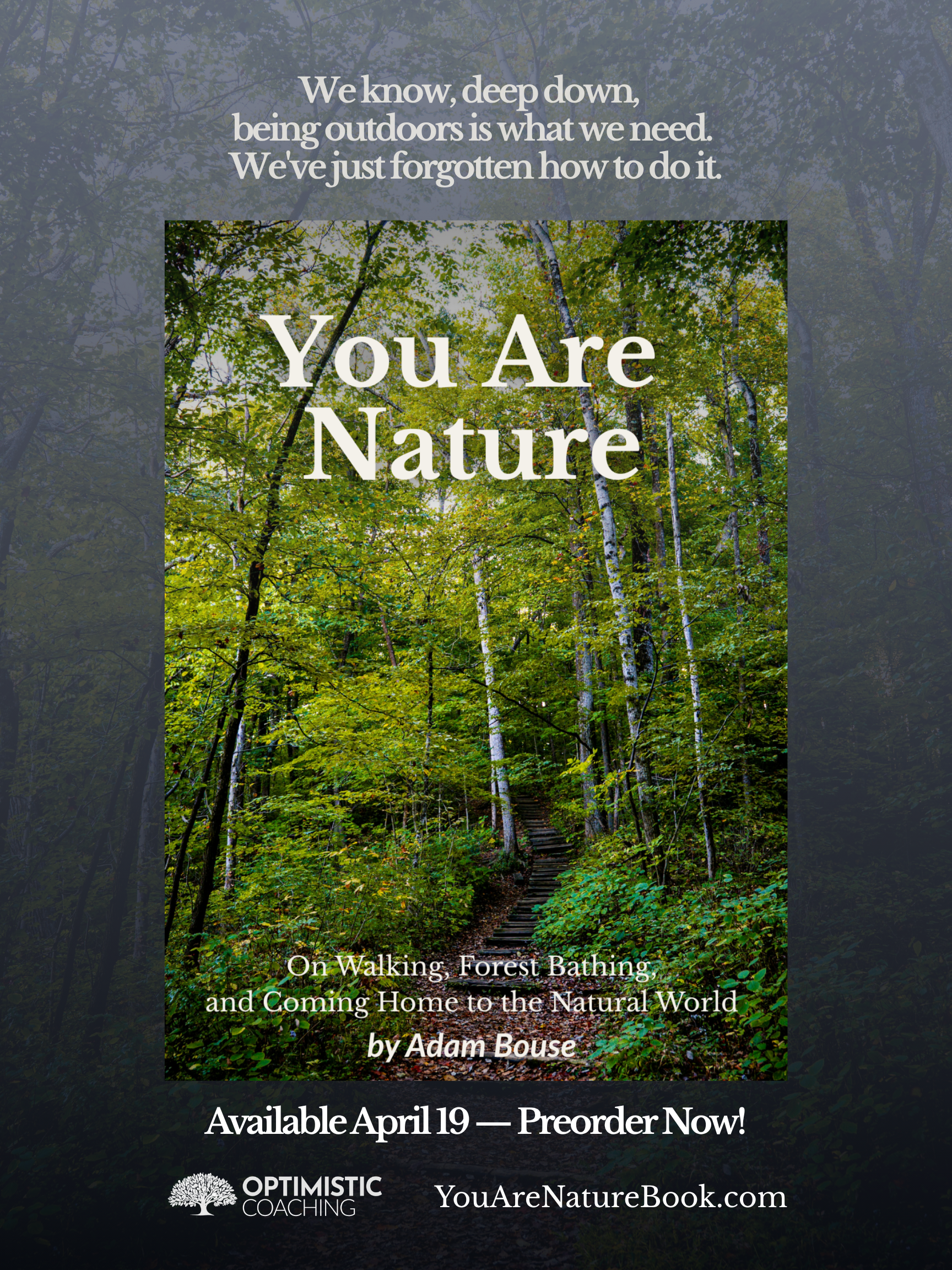 Promotion for You Are Nature book, available for preorder and launching April 19.