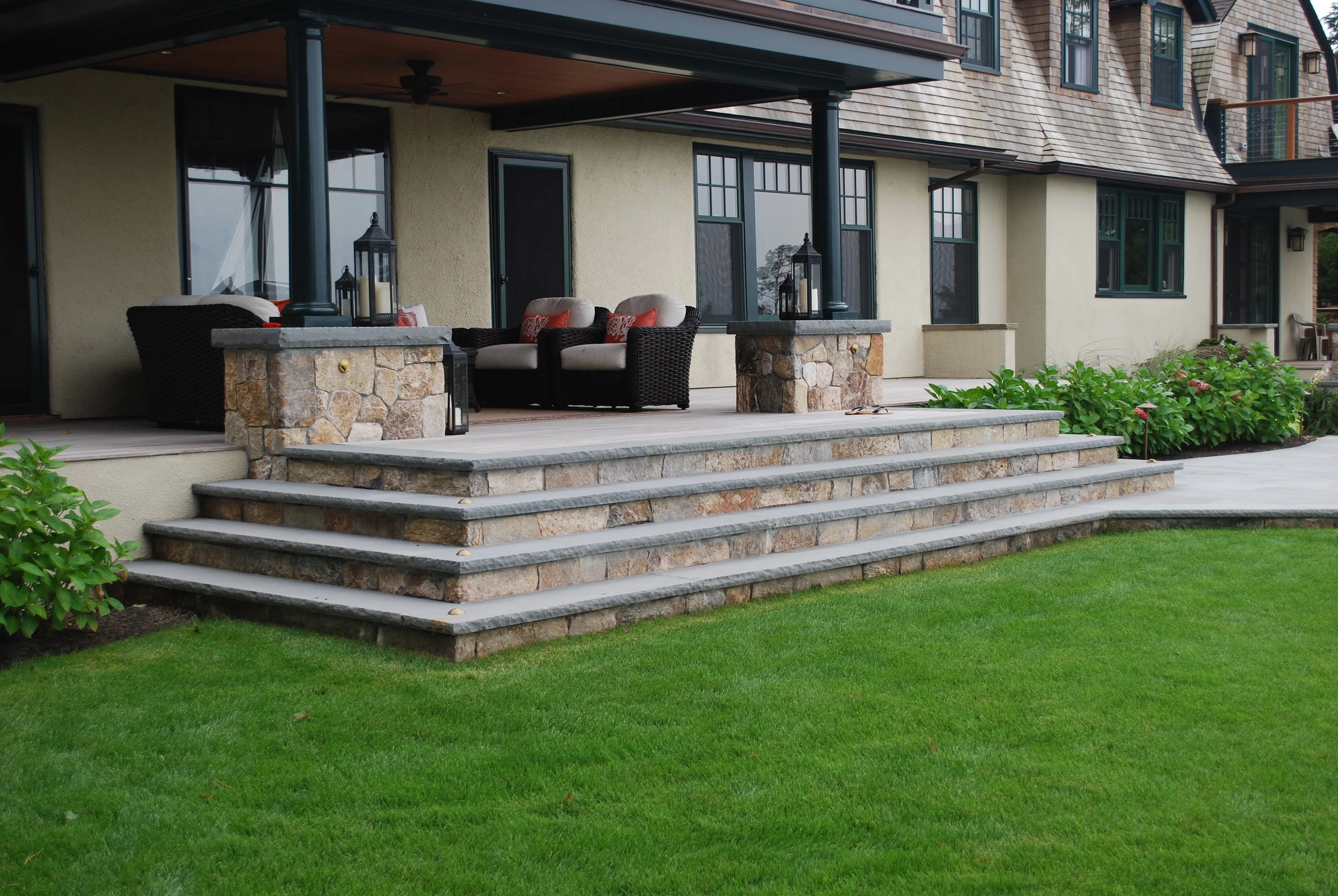 Marblehead Perched Pool Terrace Cascading Steps