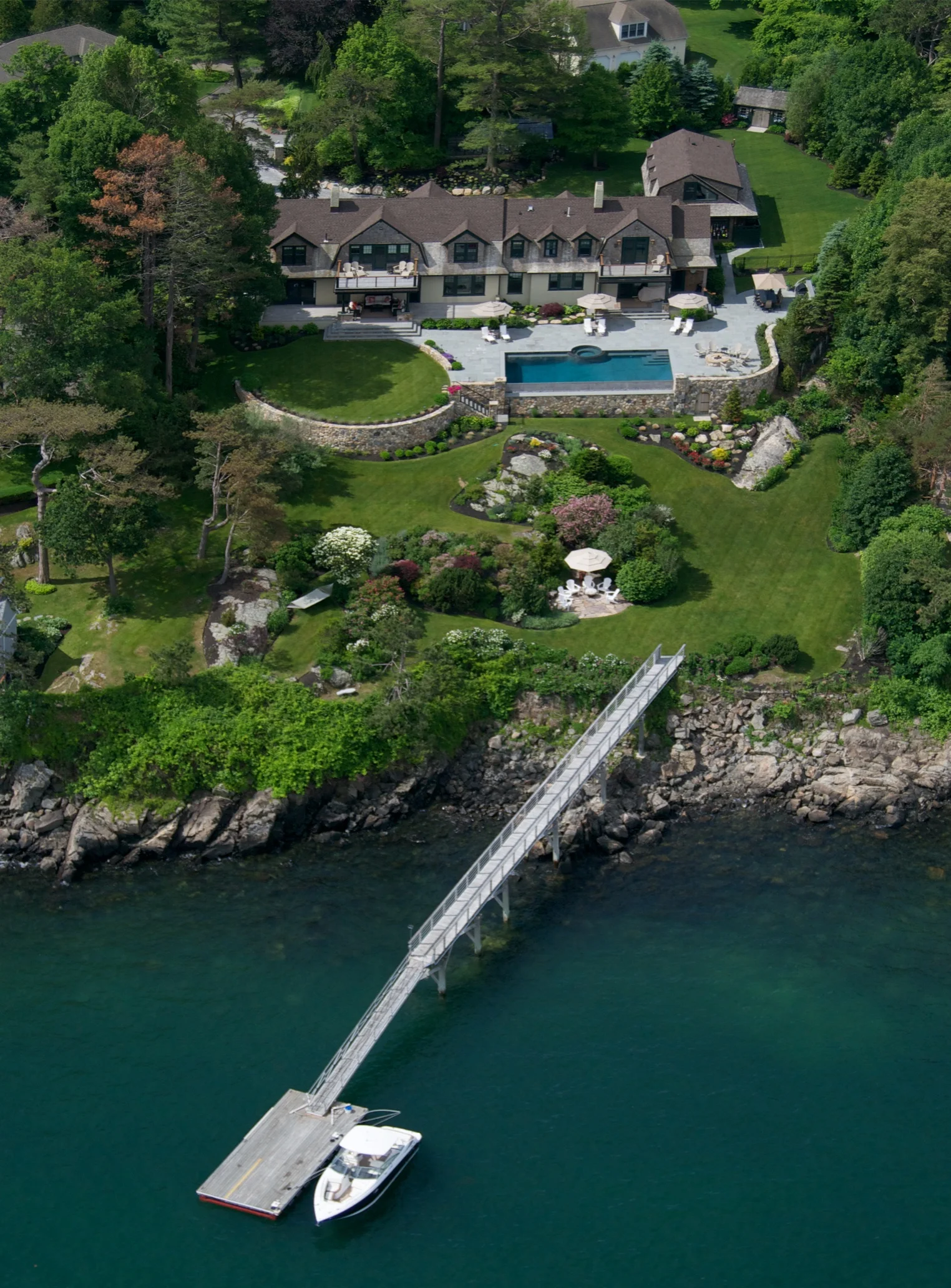 Marblehead Perched Pool Terrace Aerial View