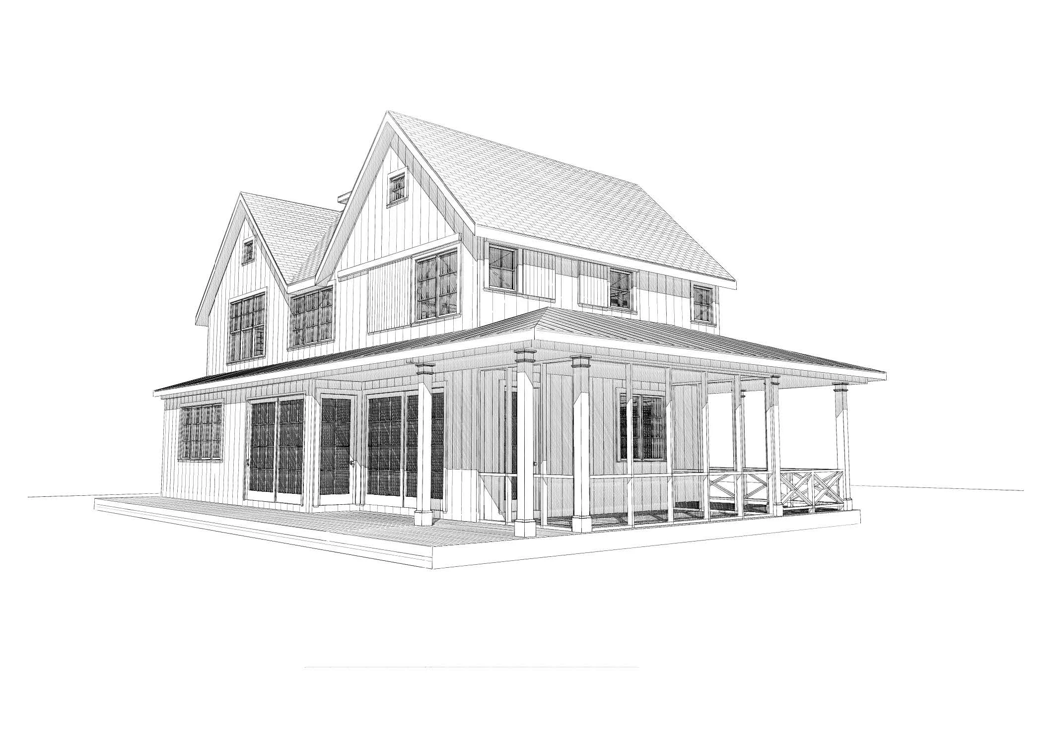 Modern Barn Design Sketch 2