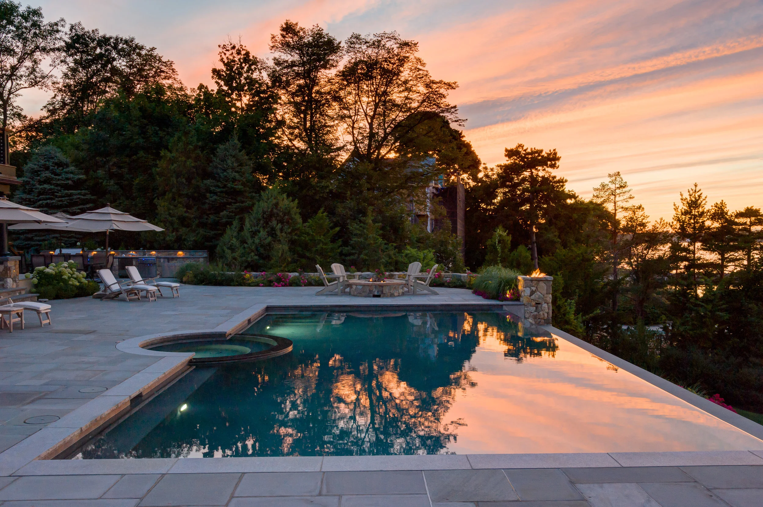 Marblehead Pool Terrace Sunset