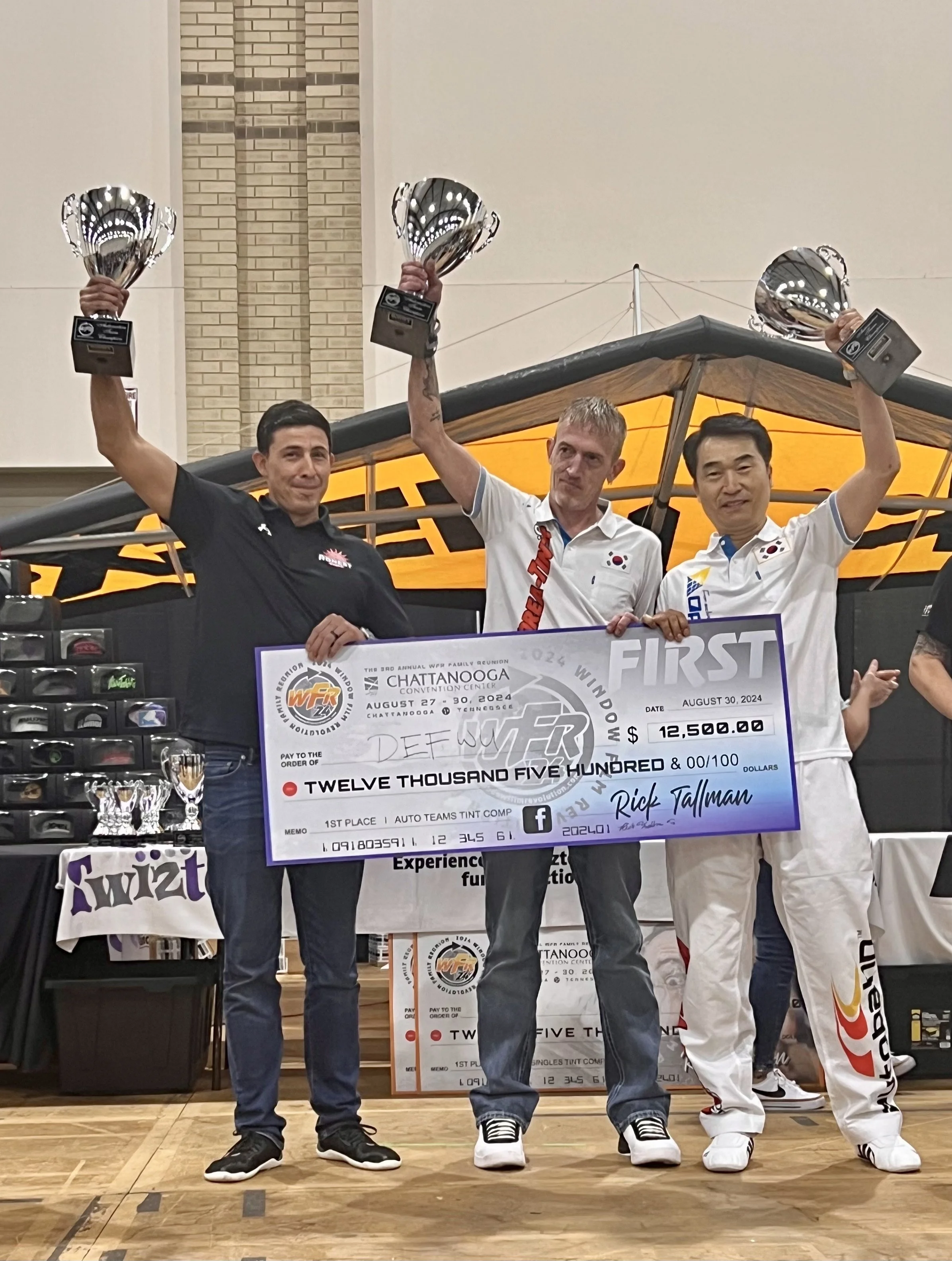Danny Munoz owner of Honest Tint in Yucaipa CA and his team members winning WFR teams category 2024.