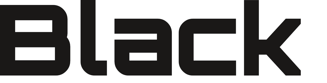 The word "Black" in bold, stylized black font on a white background.
