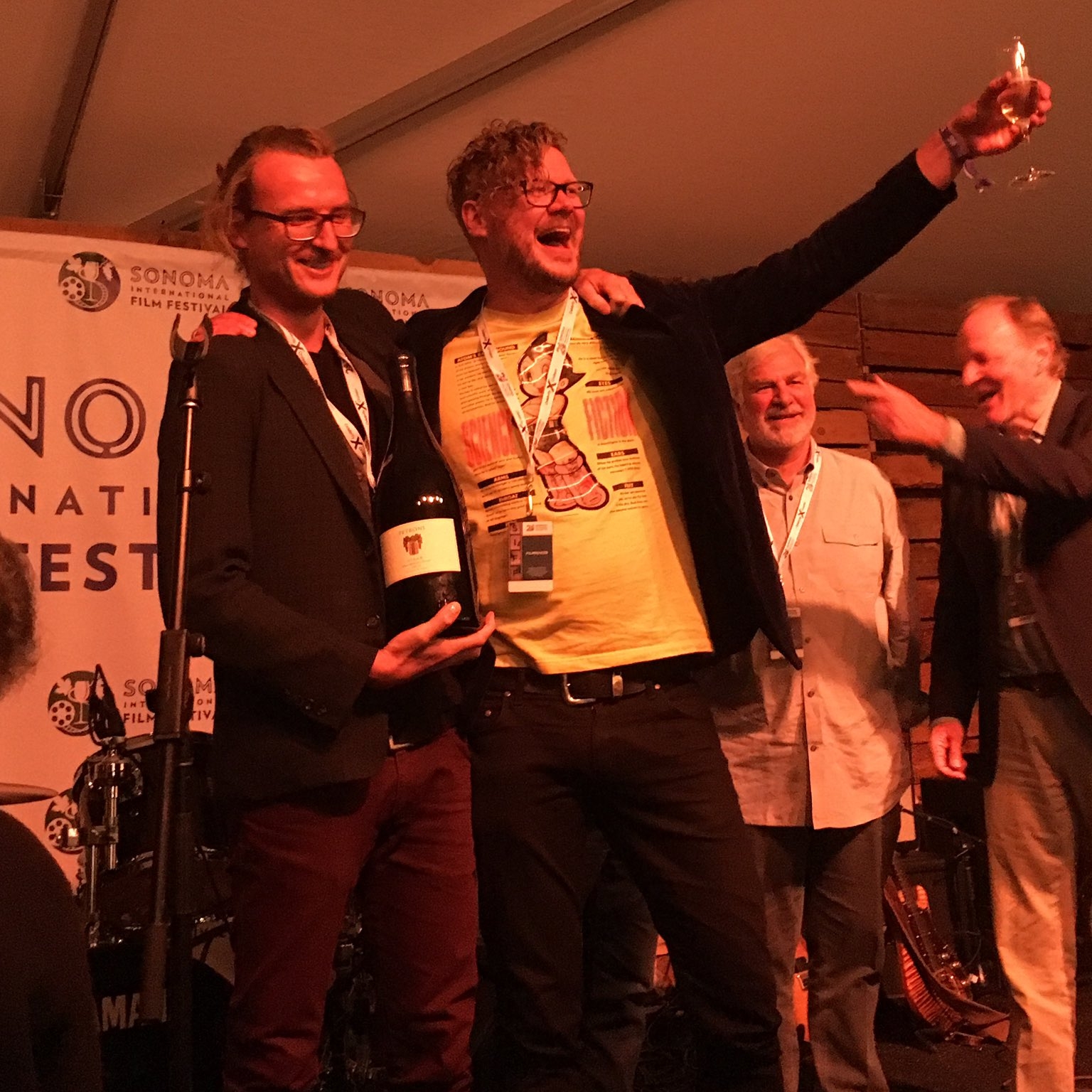 Mikey Hill and Jamie Messenger accept Best Animation Award at Sonoma International Film Festival