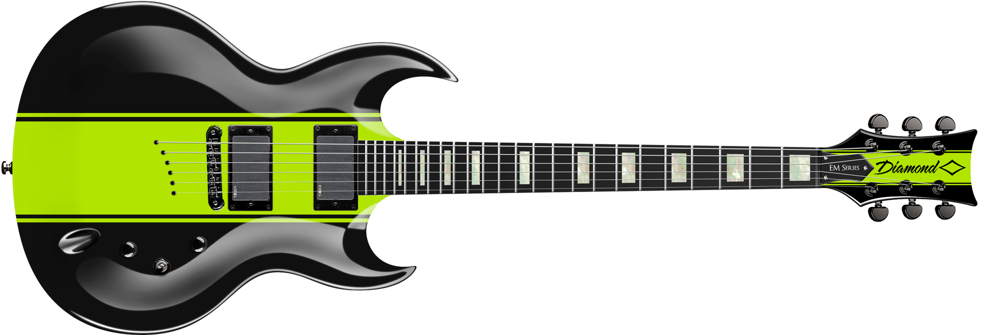 green and black guitar