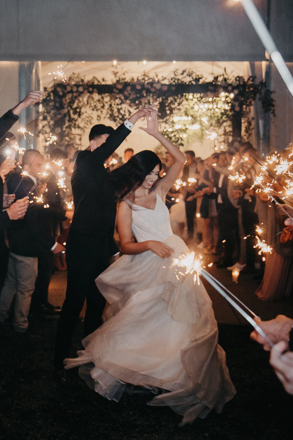 Photojournalism Sparkler Exit Luxury Wedding Photography