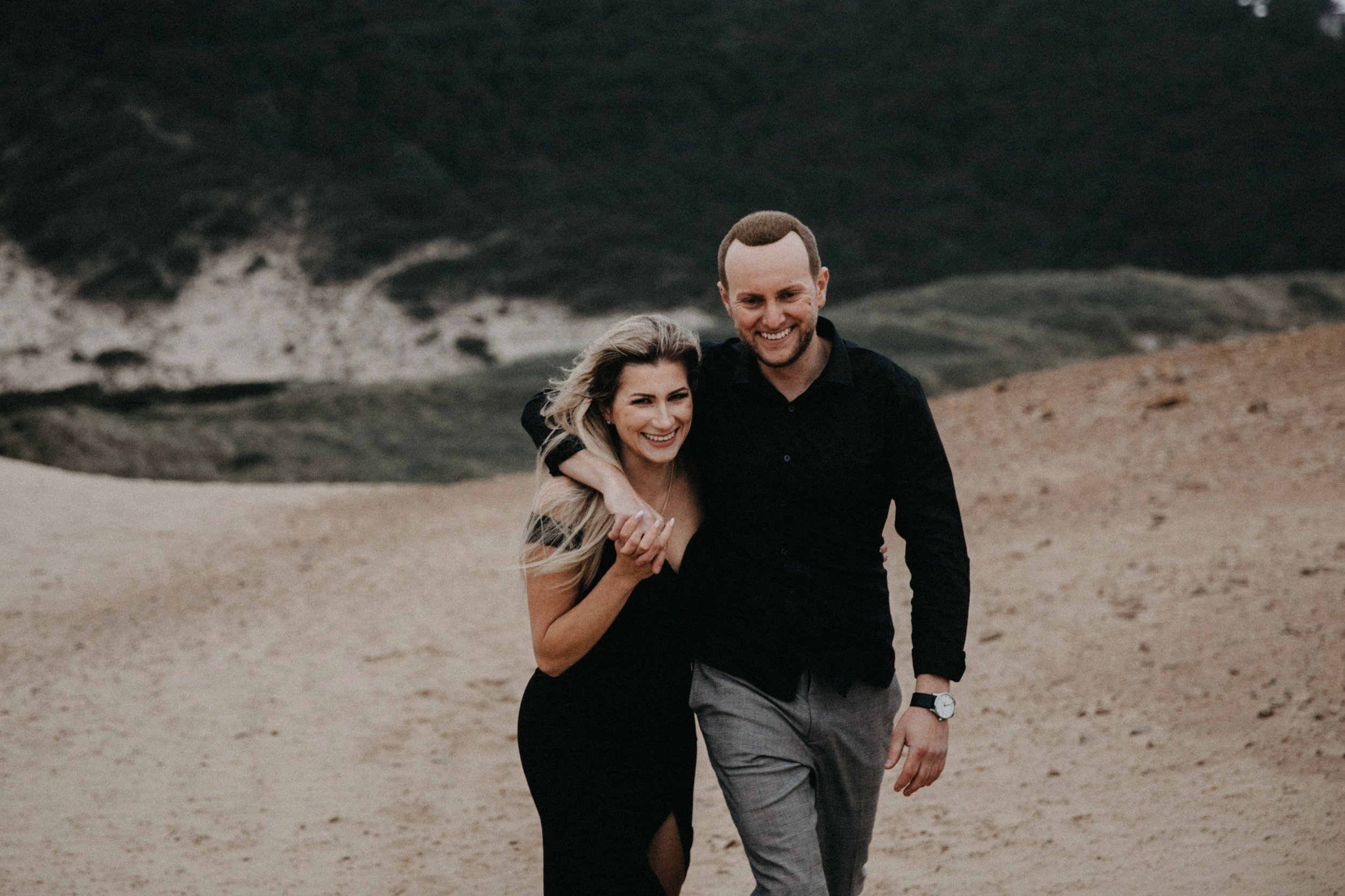 Earthy Desaturated Beach Luxury Wedding Engagement Photography