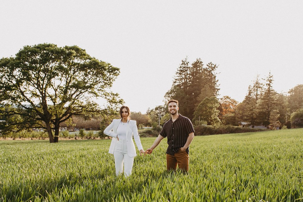 Sunset Field Engagement Shoot Location Guide Luxury Wedding Photography