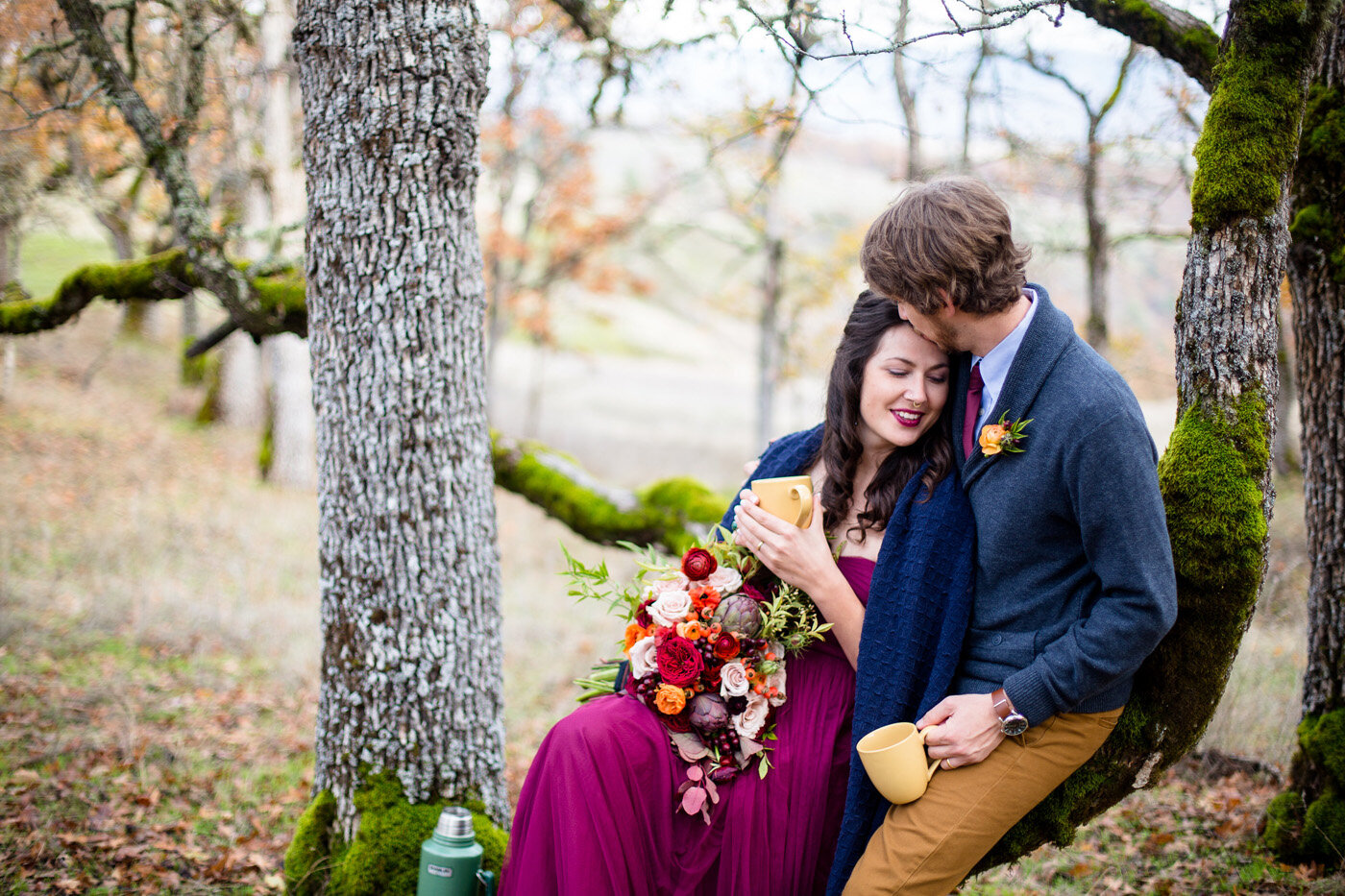 Bride and Groom Outdoor Elopement in Autumn in Washington
