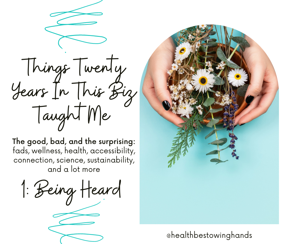 What Twenty Two Years in This Biz Has Taught Me, 1: Being Heard