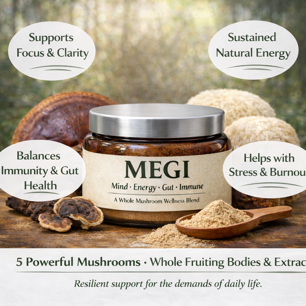 New! HBH MEGI 5 Mushroom Complex, 128 g