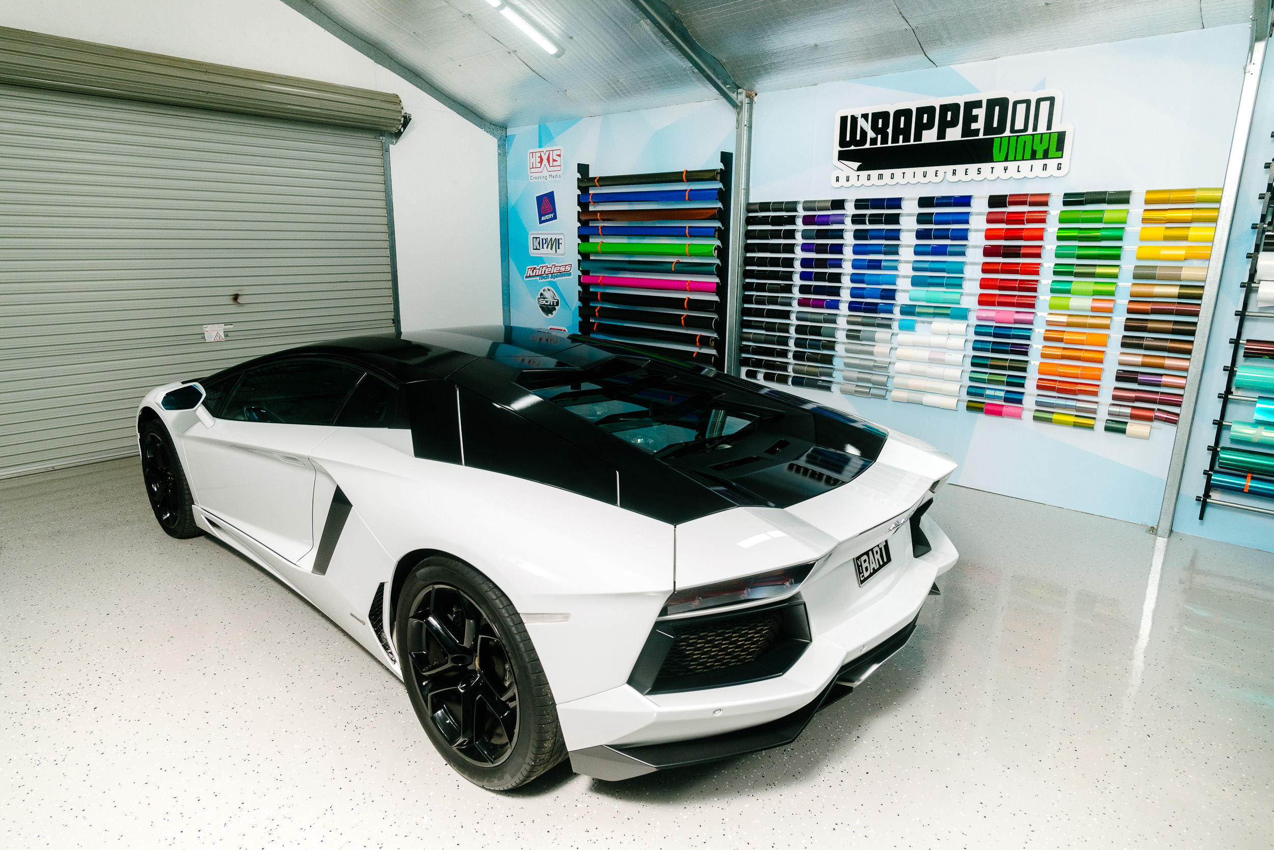 Lamborghini Aventador - Two tone wrap in gloss black/white — Wrapped on  Vinyl Bendigo - Automotive Paint Protection Film & Colour Change Vinyl Wraps