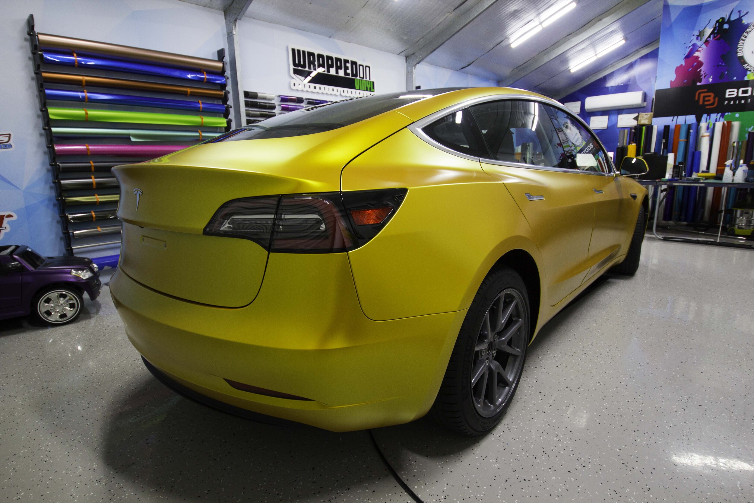 Tesla Model 3 - Avery Dennison Satin Energetic Yellow — Wrapped On Vinyl  Bendigo - Automotive Paint Protection Film & Colour Change Vinyl Wraps